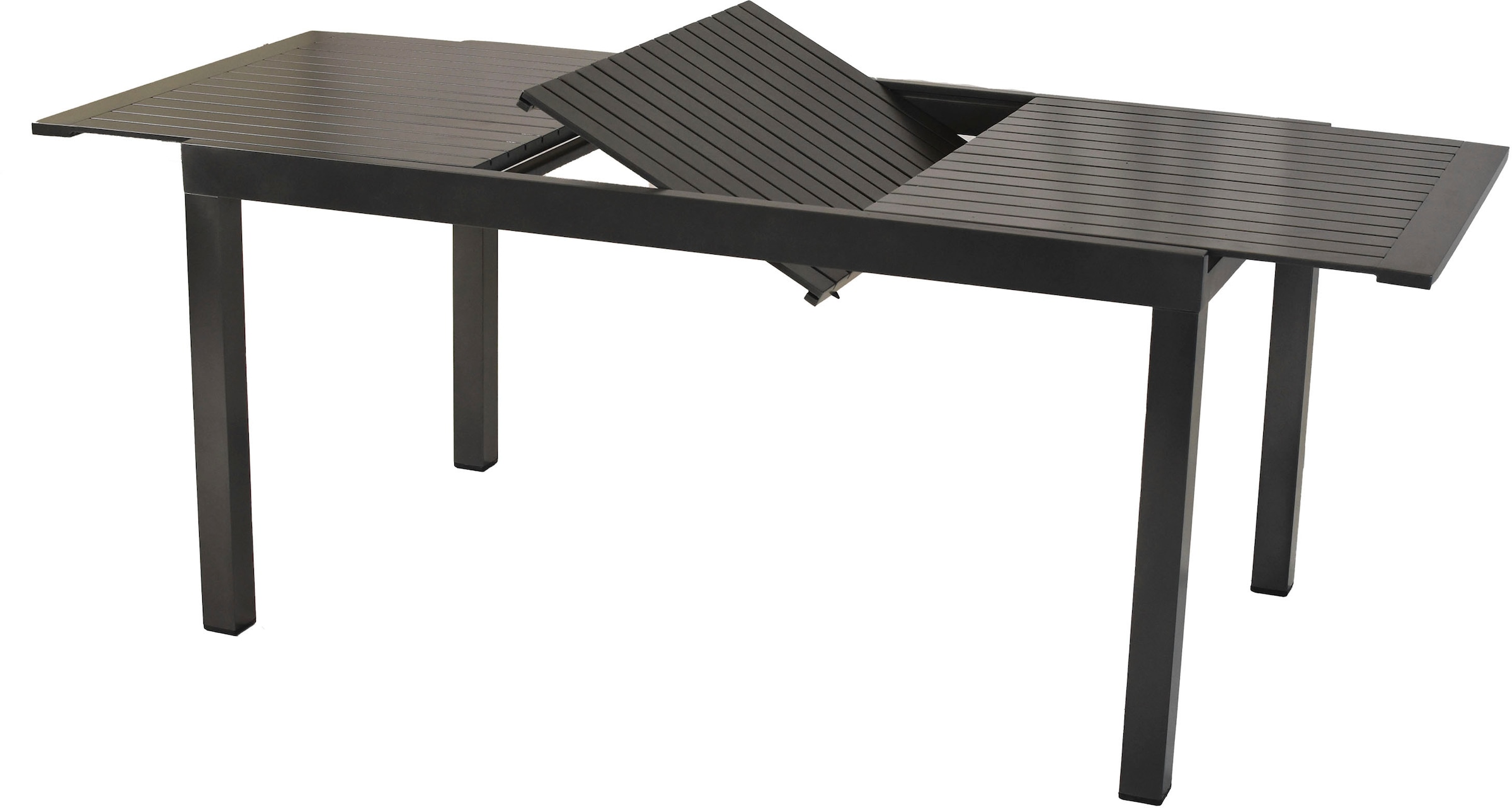 MERXX Garten-Essgruppe »»Astros««, (Set, 5 tlg., Tischplatte aus Aluminium, Armlehnen aus Akazienholz), Rückenlehne 5-fach verstellbar