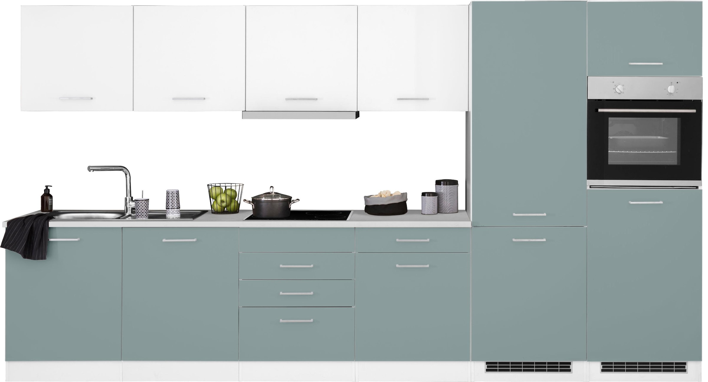 HELD MÖBEL Küchenzeile »Visby«, mit E-Geräten, Breite 360 cm inkl. Kühl/Gefrierkombination