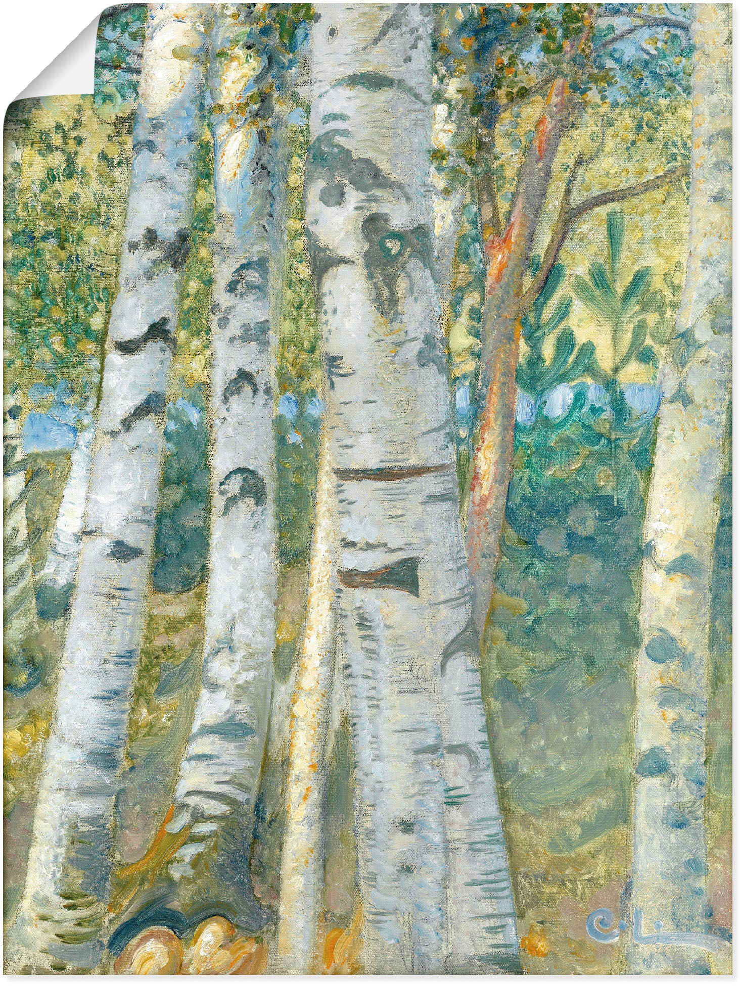 Artland Kunstdruck "Birkenstämme. 1910", Bäume, (1 St.), als Leinwandbild, Wandaufkleber oder Poster in versch. Größen
