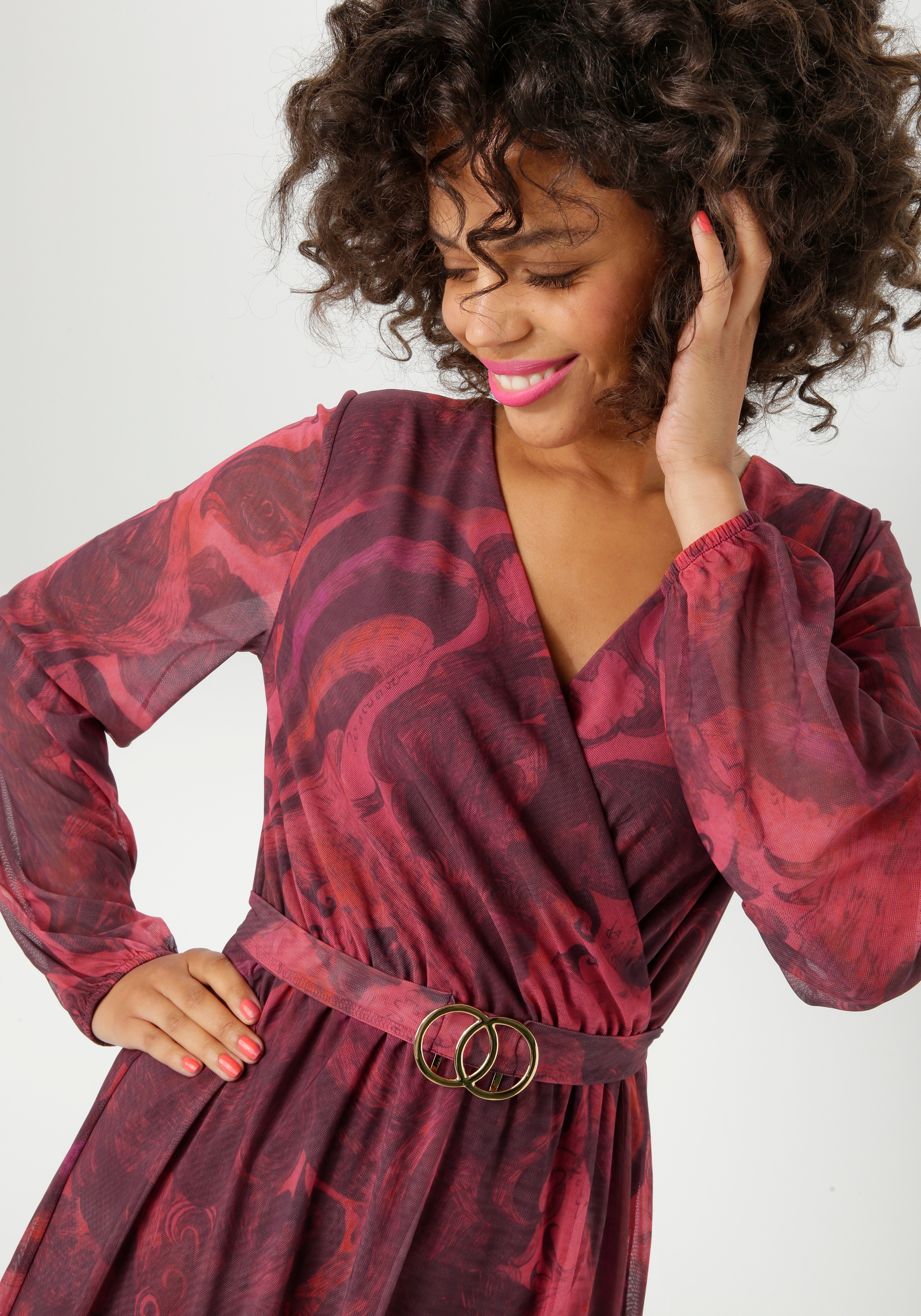 Thumbnail - Aniston CASUAL Blusenkleid mit dekorativer Brosche am fixiertem Bindegürtel