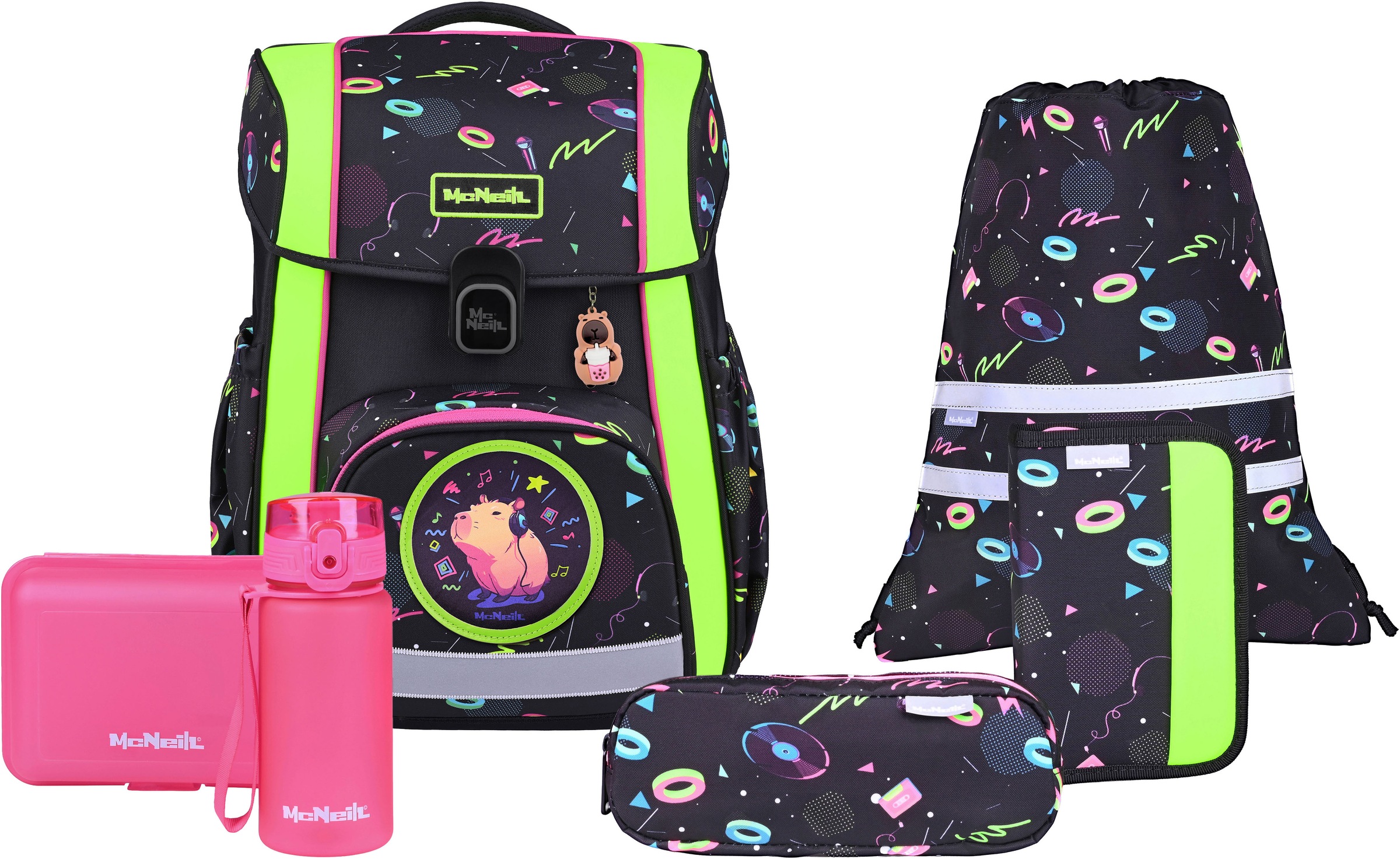 MCNEILL Kinder Schulranzen "Bravo, inkl. Etui, Turnbeutel"capybar, Polyester, Rucksäcke