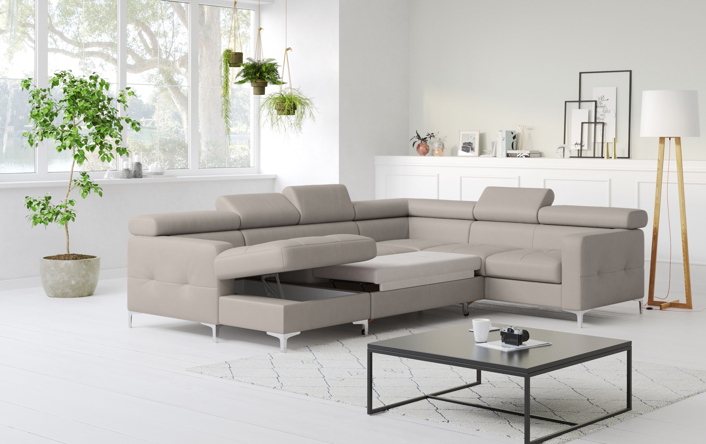 COTTA Wohnlandschaft »Sammy U-Form«, mit Kopfteilverstellung, optional mit Bettfunktion und Bettkasten