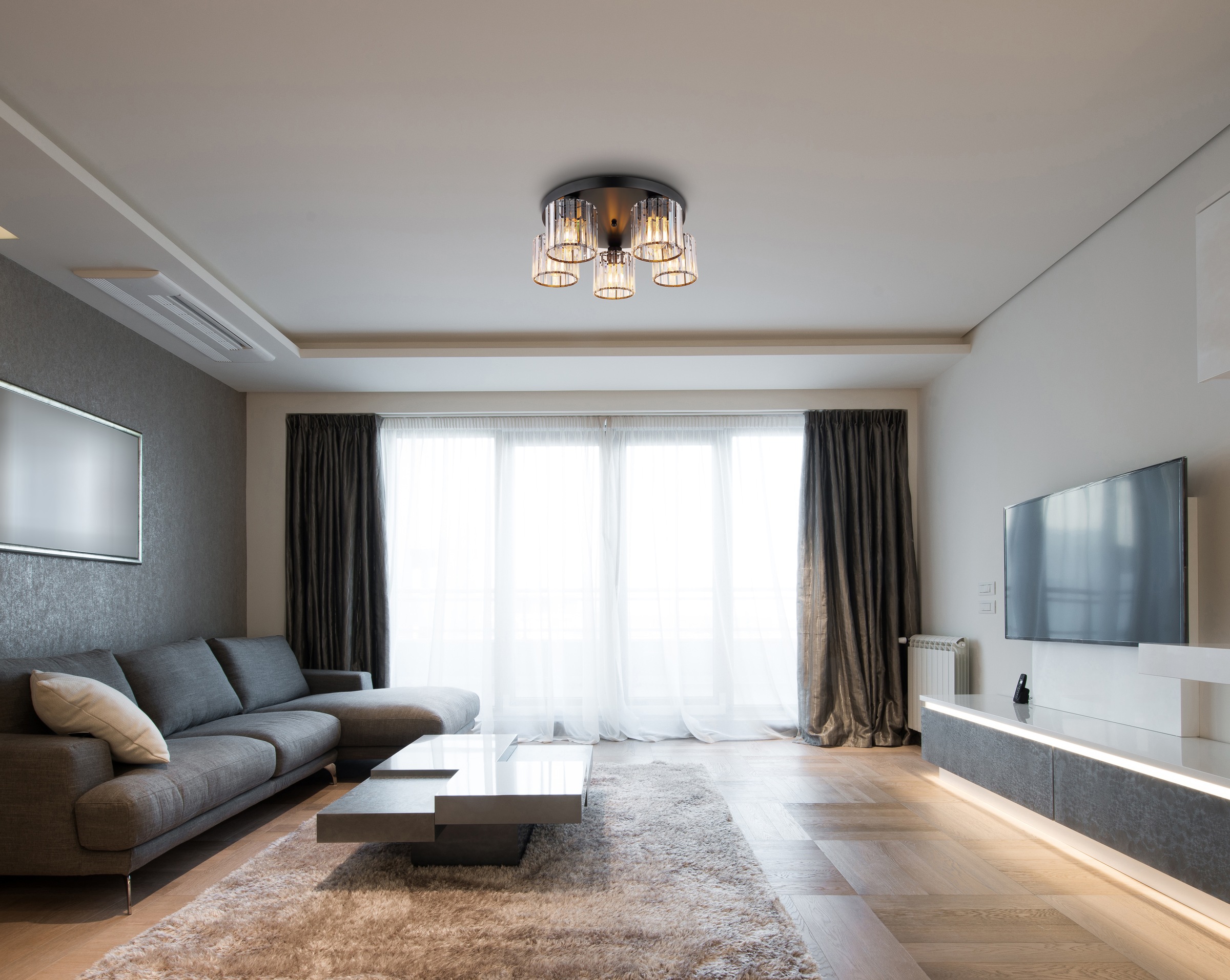 GLOBO LIGHTING Deckenleuchte »JORDANA«, Leuchtmittel E27 | ohne Leuchtmittel, Deckenlampe/Kristalle/Acryl/Wohnzimmer/Essbereich