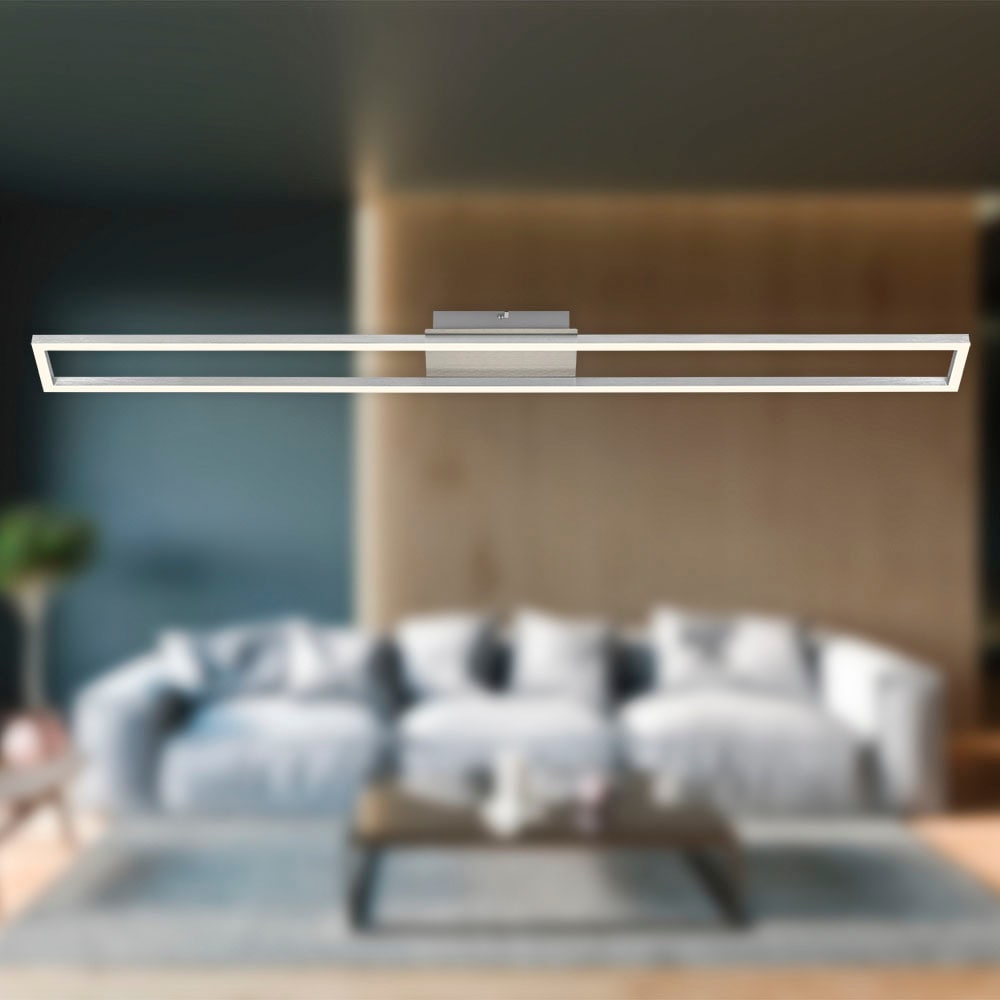 Briloner Leuchten LED Deckenleuchte »3094012 FRAME« LED-Board Warmweiß Deckenlampe, 110x12x5cm, Matt-Nickel, 18W, Wohnzimmer, Schlafzimmer