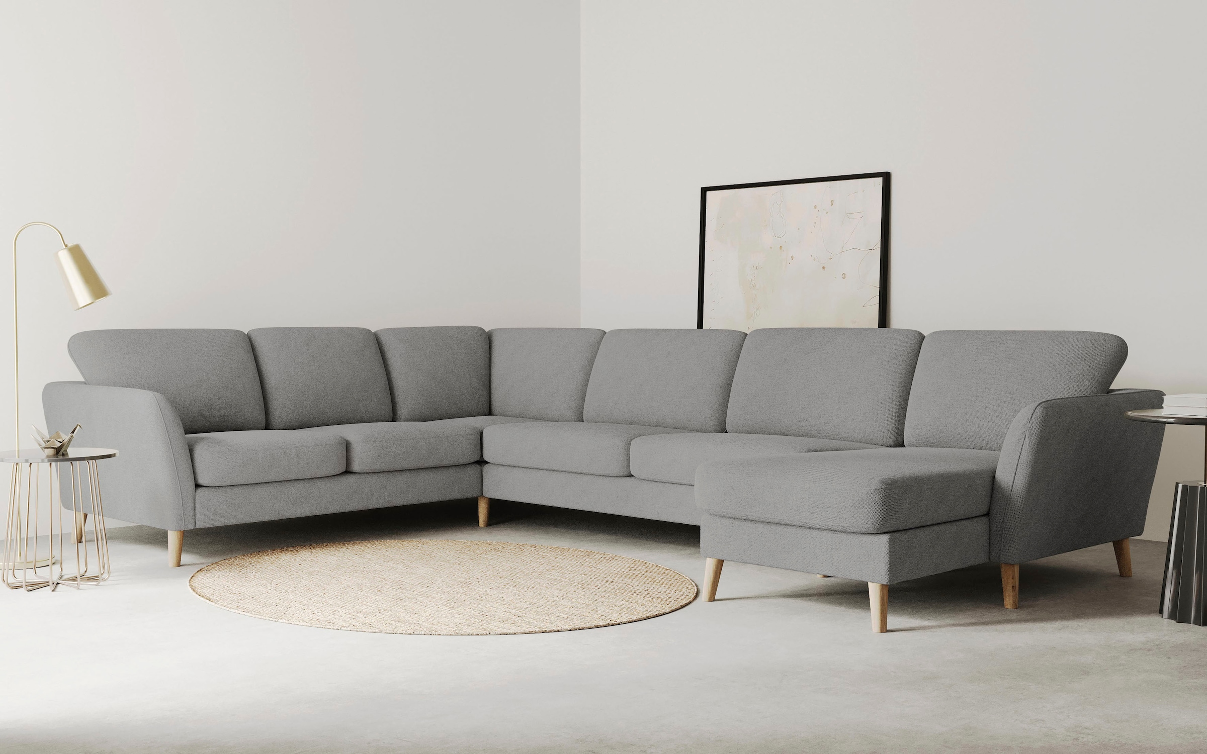 Home affaire Wohnlandschaft "MARSEILLE XXL 349cm, U-Form, Ottomane rechts/l günstig online kaufen