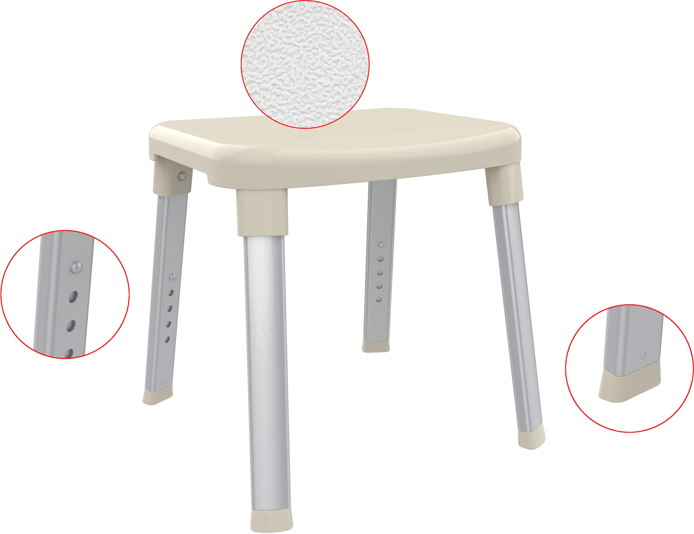 Bischof Dusch- und Badhocker »Splash« belastbar bis 150 kg rutschfester Stand, TÜV/GS geprüft