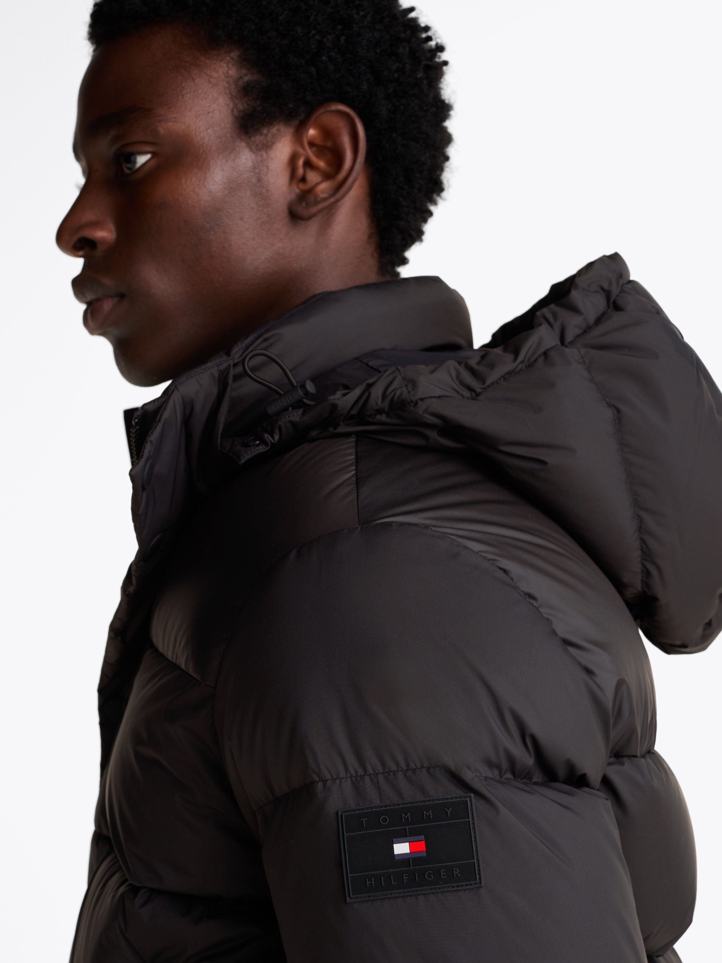 Tommy Hilfiger Steppjacke »MIX DOWN HOODED PUFFER JACKET«, mit Kapuze, mit abnehmbarer Kapuze