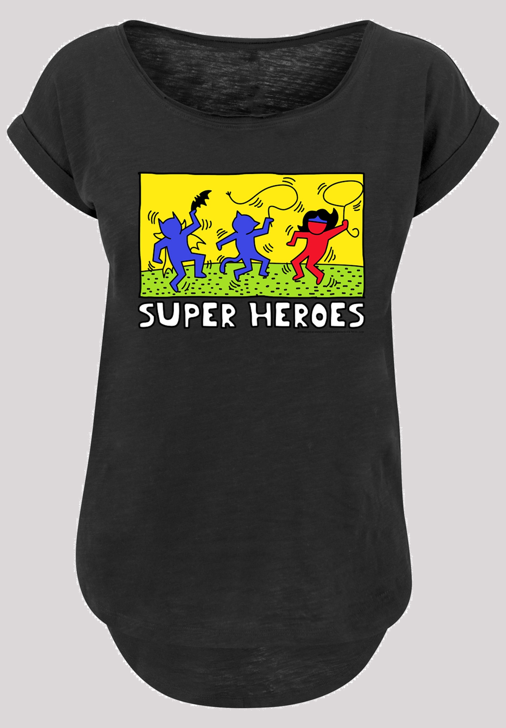 F4NT4STIC Kurzarmshirt »F4NT4STIC Damen Batman Pop Art -WHT with Ladies Long Slub Tee«, (1 tlg.)