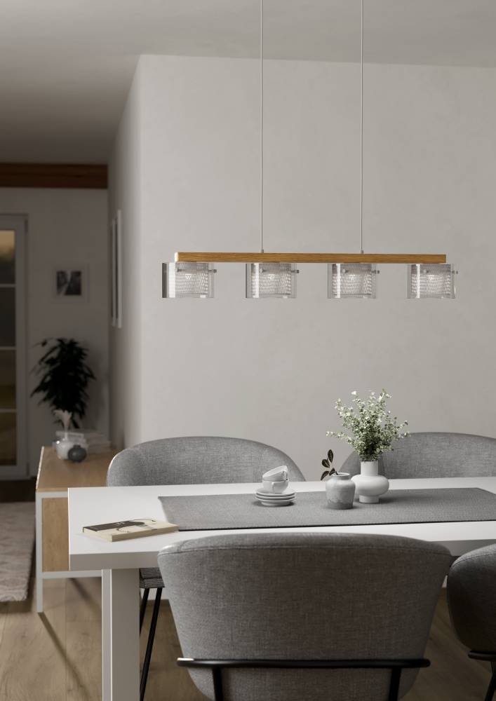EGLO Hängeleuchte »PORTICO-Z«, 4 flammig, Leuchtmittel LED-Modul | LED fest integriert, FSCM70HB, ZigBee, App und Sprachsteuerung Alexa, RGB, dimmbar