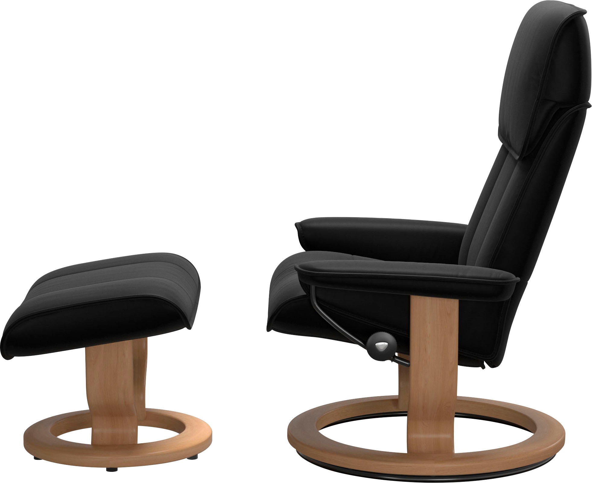 Fußhocker STRESSLESS "Admiral", schwarz (schwarz batick), B:55cm H:38cm T:39cm, Leder BATICK: BATICK ist ein leicht korrigiertes, durchgefärbtes und genarbtes Möbelleder, bei dem die meisten Unebenheiten und Spuren in der Regel entfernt wurden., Hocker, F 3