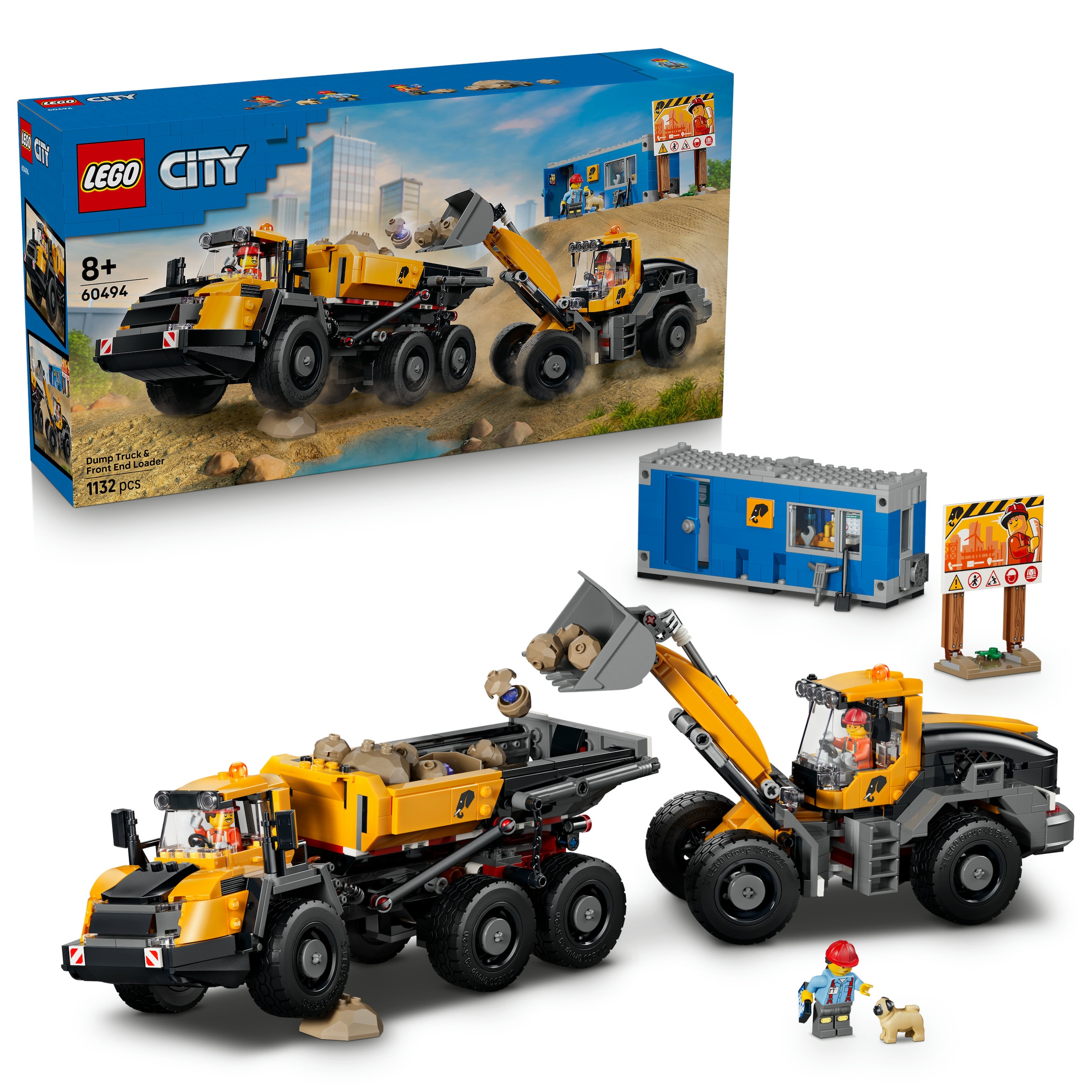LEGO Kinder Konstruktionsspielsteine "Kipplaster und Schaufellader (60494), LEGO City", gelb, Kunststoff, Spielbausteine, Made in Europe