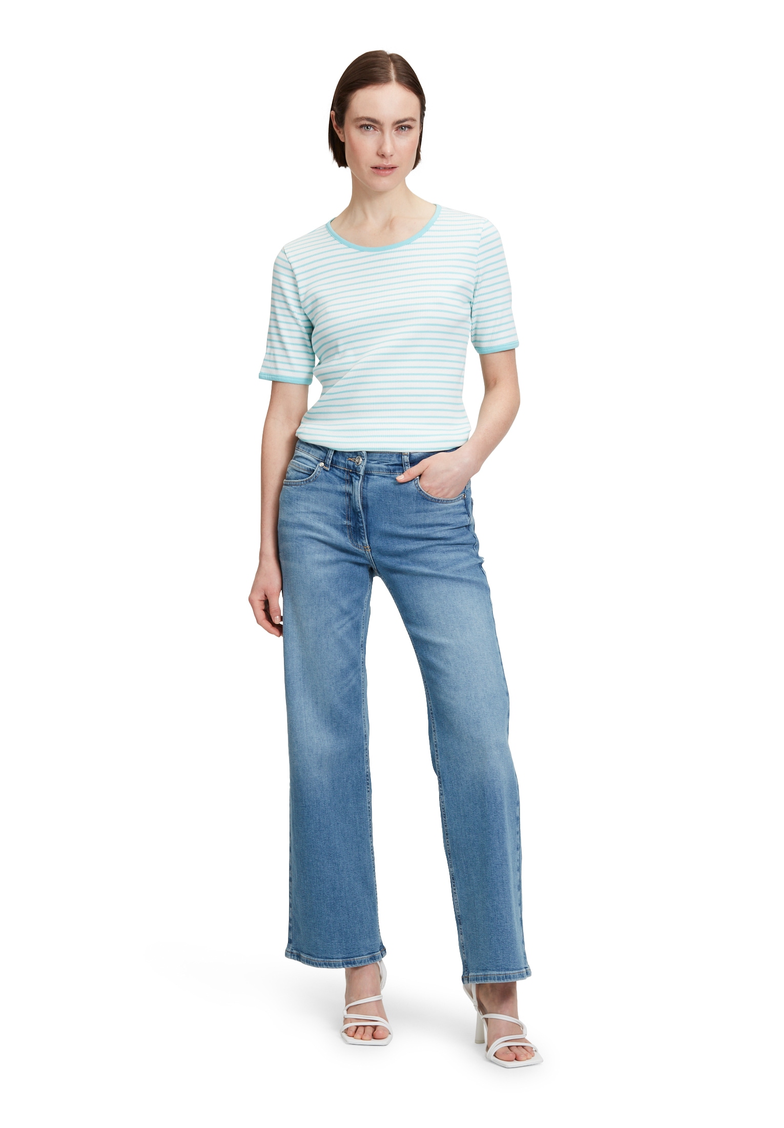 Betty Barclay Kurzarmshirt »Betty Barclay Damen Ringelshirt mit Rippenstruktur«, (1 tlg.), Material