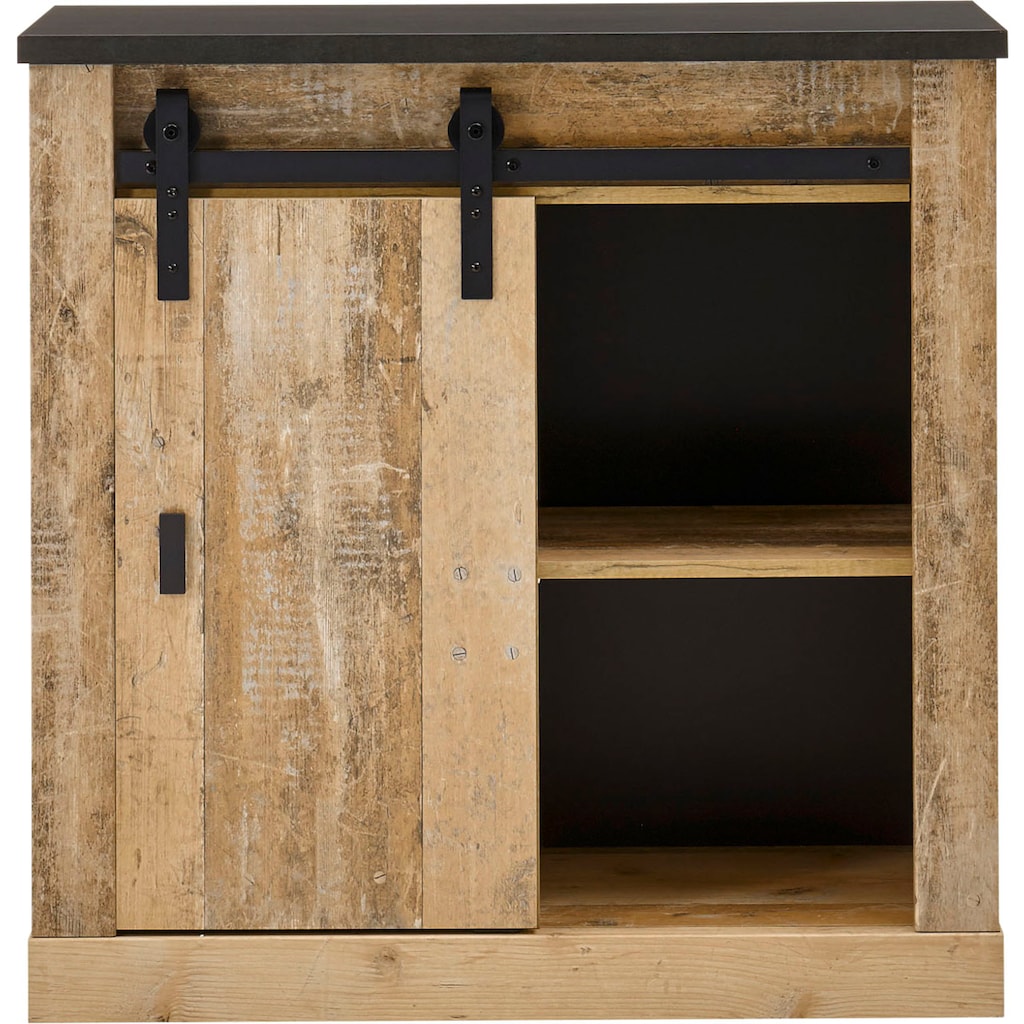 Home affaire Regal »SHERWOOD«, modernes Holz Dekor, mit Scheunentorbeschlag aus Metall, Breite 93 cm