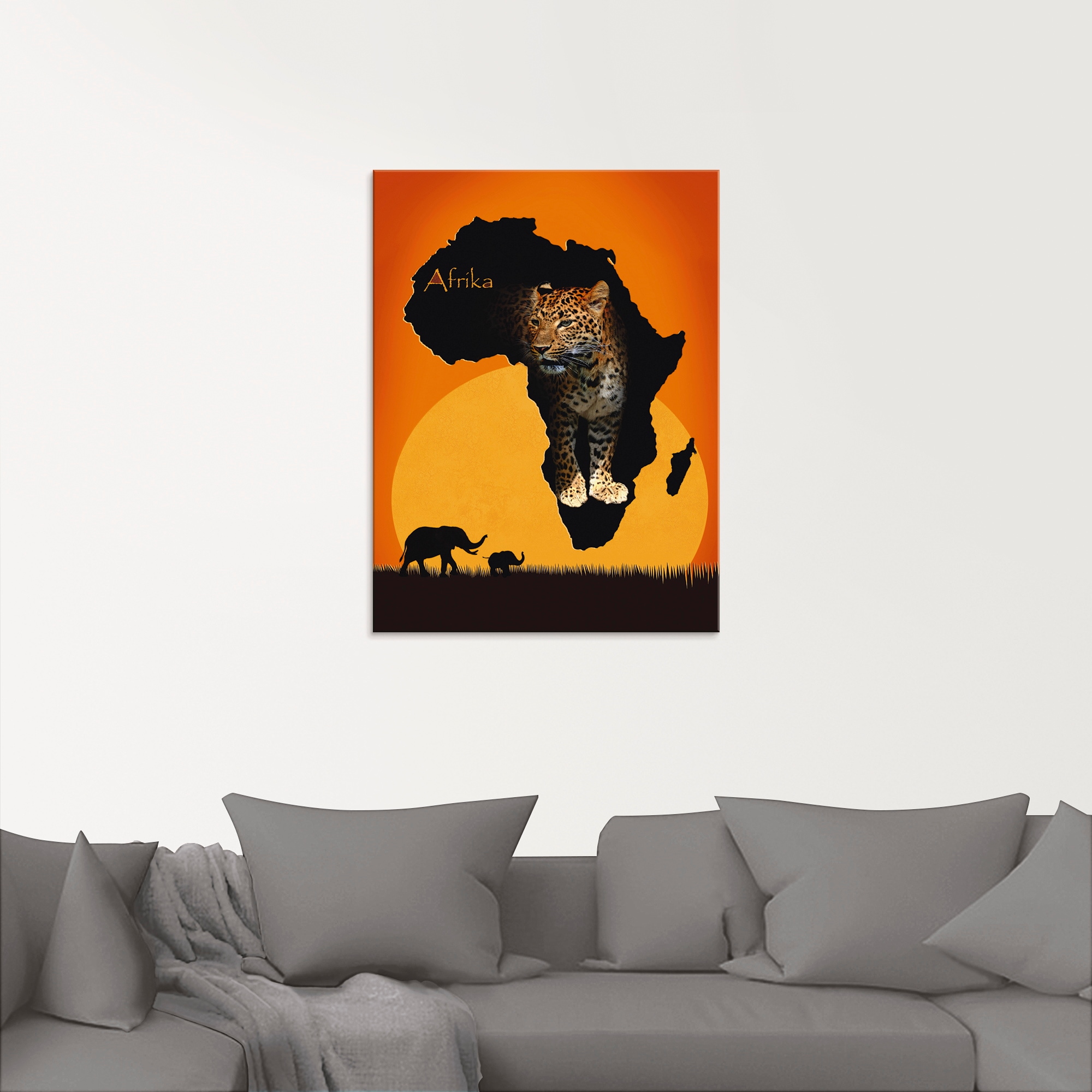 Artland Glasbild »Afrika der schwarze Kontinent«, Wildtiere, (1 St.), in verschiedenen Größen