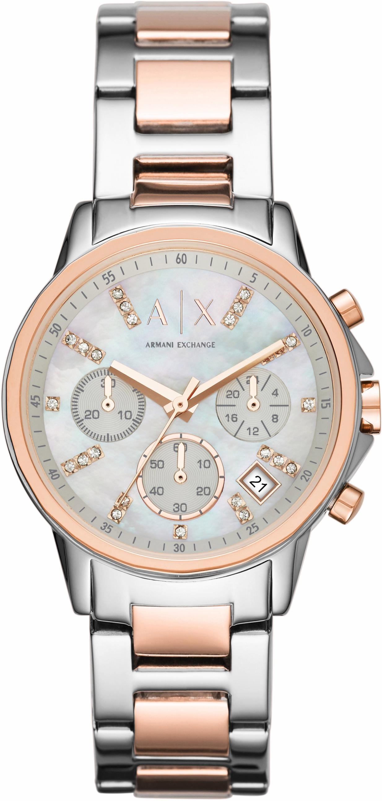 Chronograph »AX4331«, Quarzuhr, Armbanduhr, Damenuhr, Stoppfunktion, 12/24-Std.-Anzeige