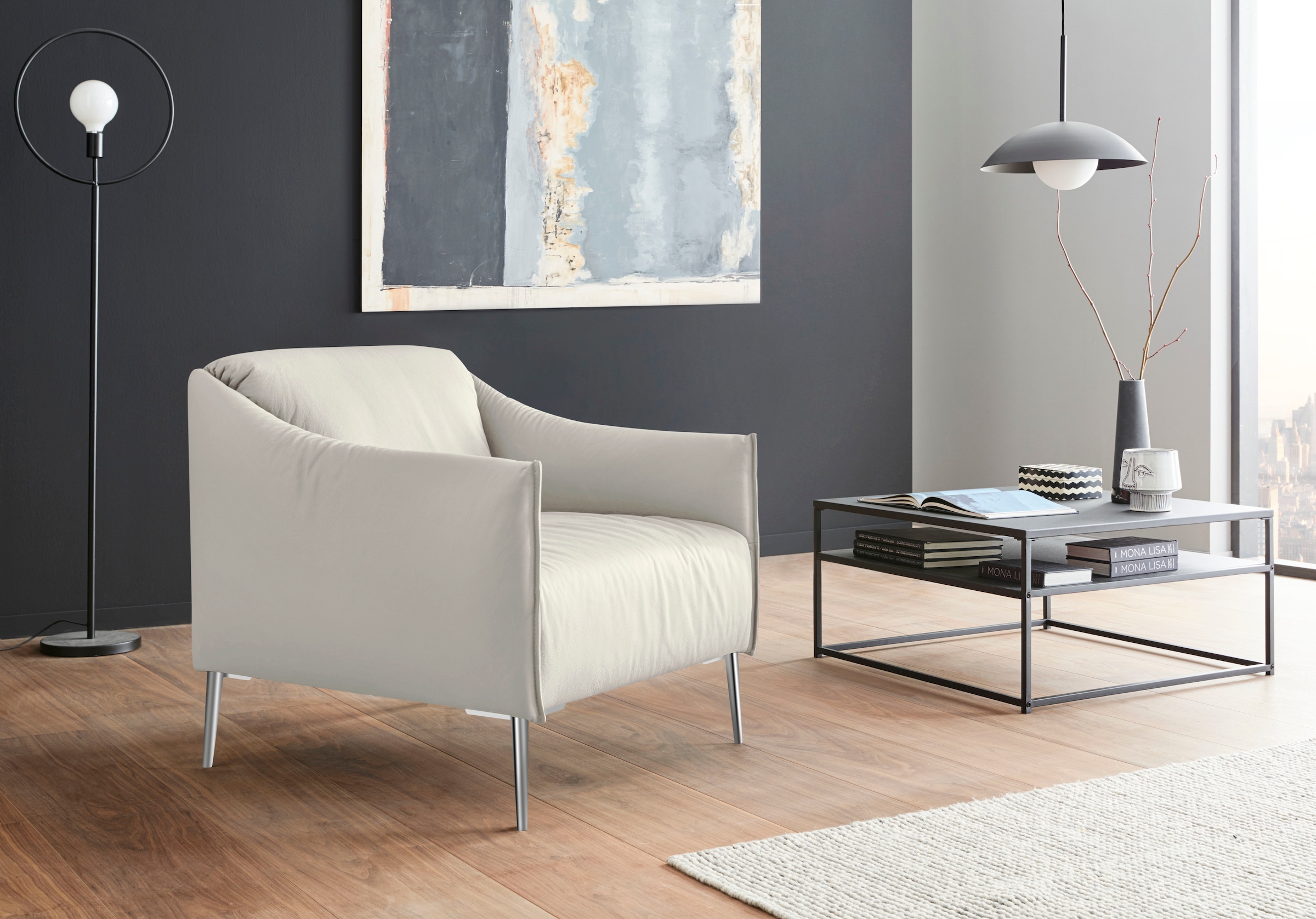 W.SCHILLIG Cocktailsessel "sally Designsessel, Loungesessel, bequem, tolle Verarbeitungsdetails" mit Metallfüßen in Chrom glänzend