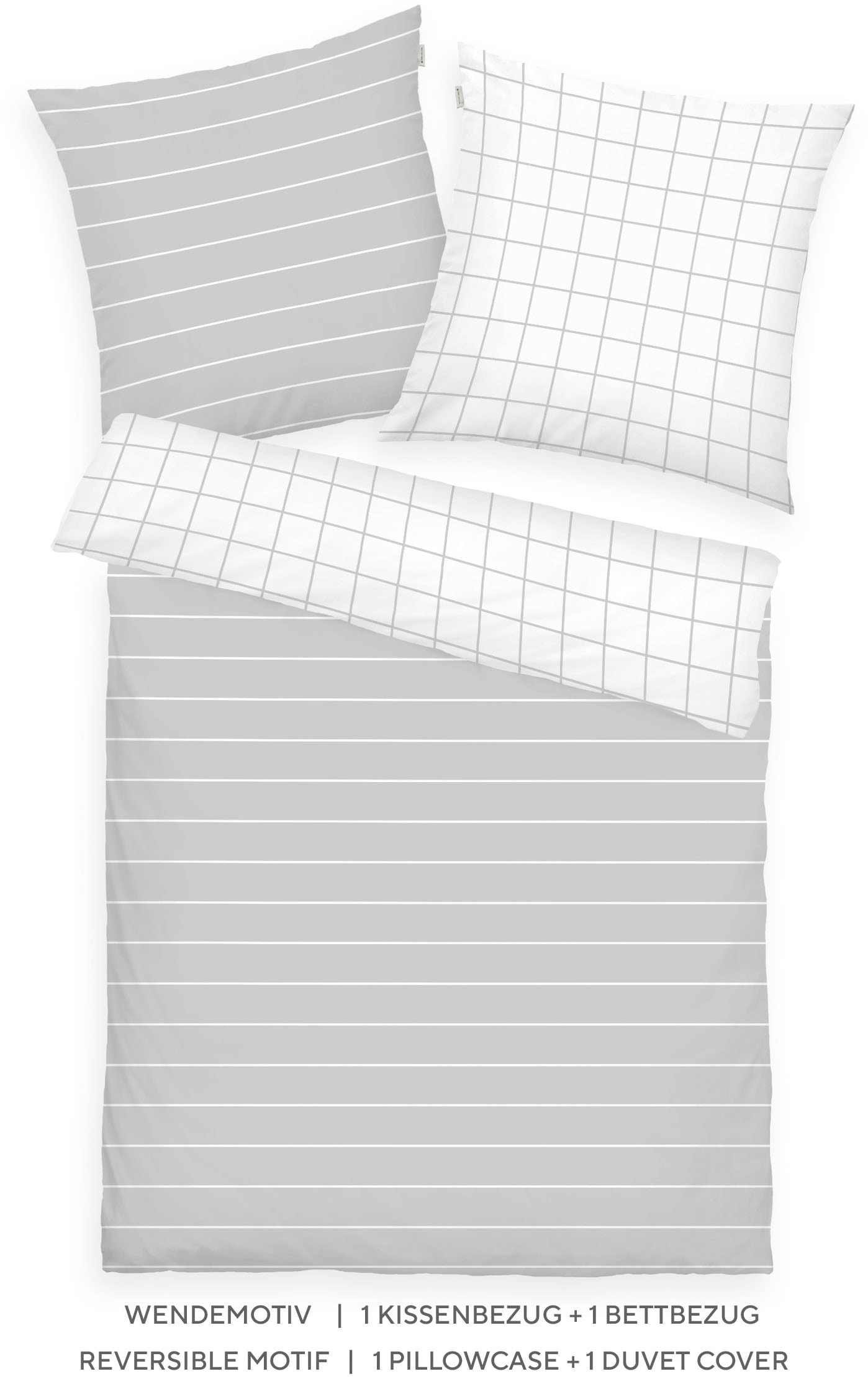 TOM TAILOR HOME "CHECK AND STRIPES in Gr. 135x200cm oder 155x220cm" 2 Stk. new bedroom, gewebtes Label