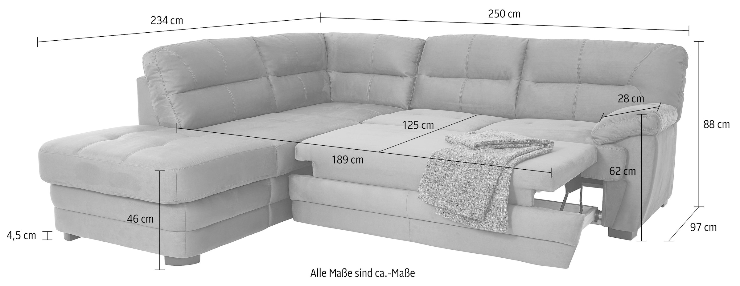 COTTA Ecksofa »Royale L-Form«, wahlweise mit Bettfunktion