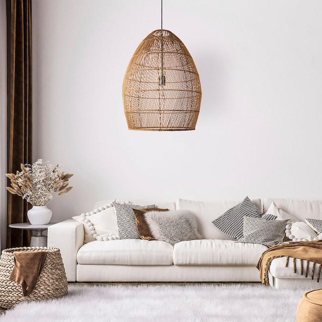 E27 Boho Pendelleuchte BAUR Rattan Home Rustikal Paco Esstischlampe Pendelleuchte »VIHMA«, LED | Natürlich