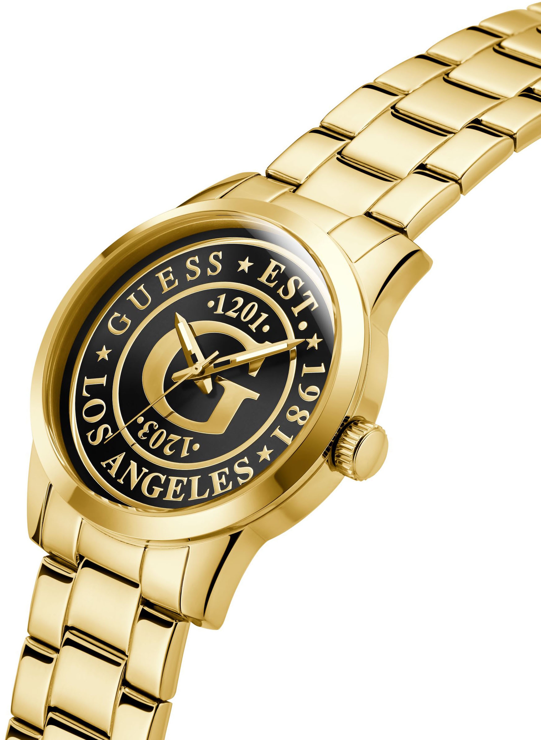 Guess Quarzuhr »COLLEGIATE G«, Armbanduhr, Herrenuhr, Edelstahlarmband