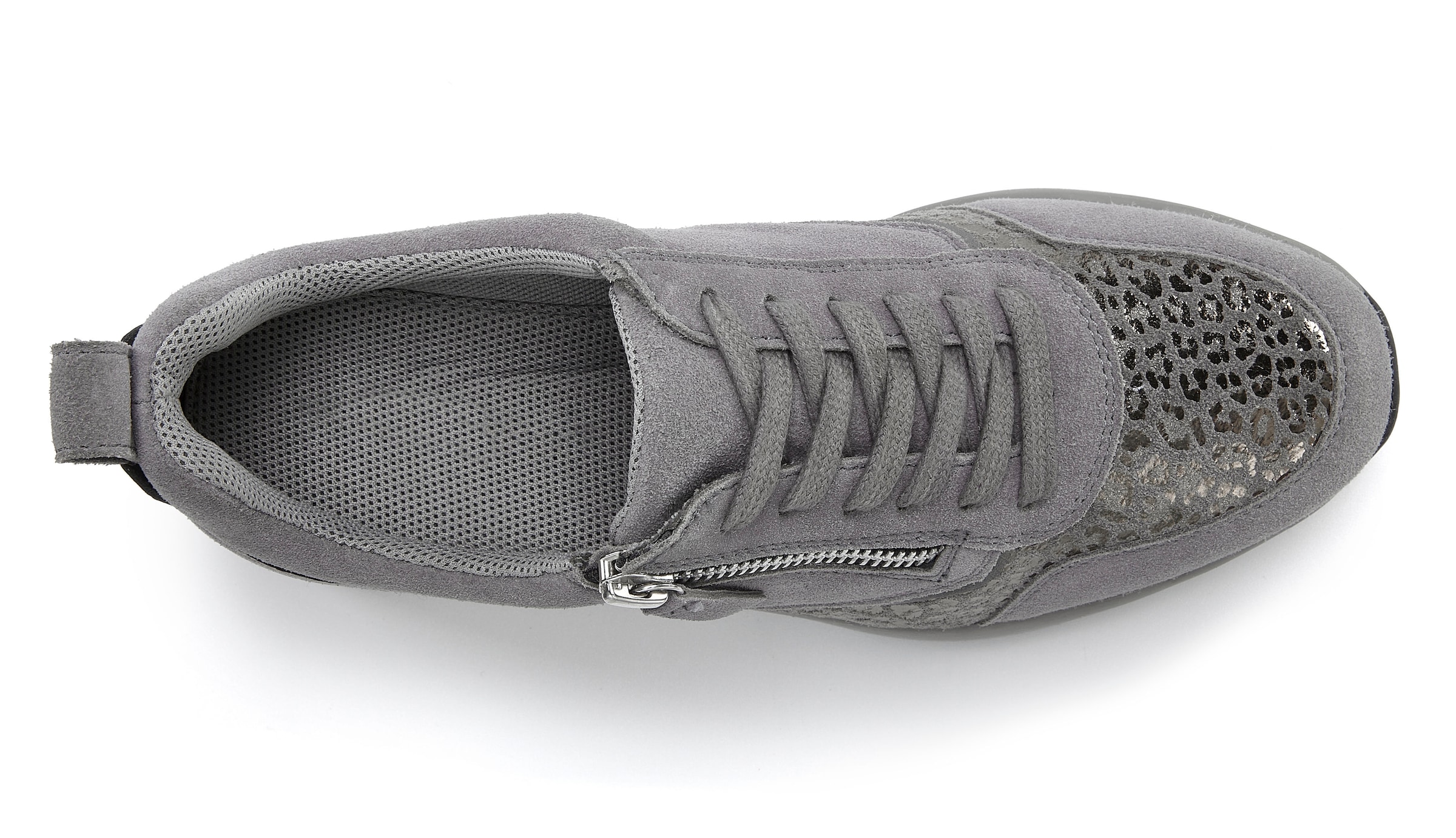 LASCANA Sneaker »Freizeitschuh, Halbschuh,«, aus Leder mit innenliegendem Keilabsatz und Leo-Druck