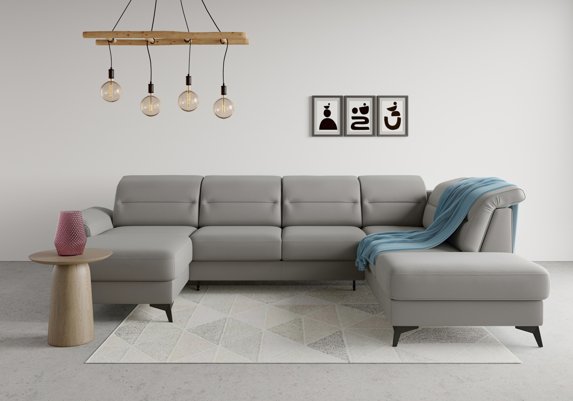 sit&more Wohnlandschaft "Sinatra U-Form" optional mit Kopfteilverstellung und Armteilfunktion, Metallfüße