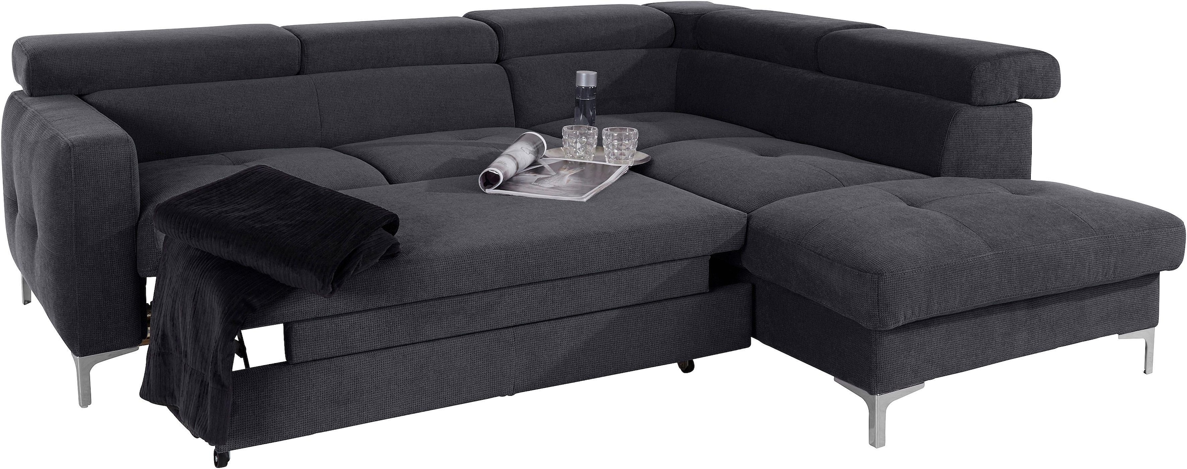 COTTA Ecksofa »Sammy L-Form«, mit Kopfteilverstellung, wahlweise mit Bettfunktion & Bettkasten