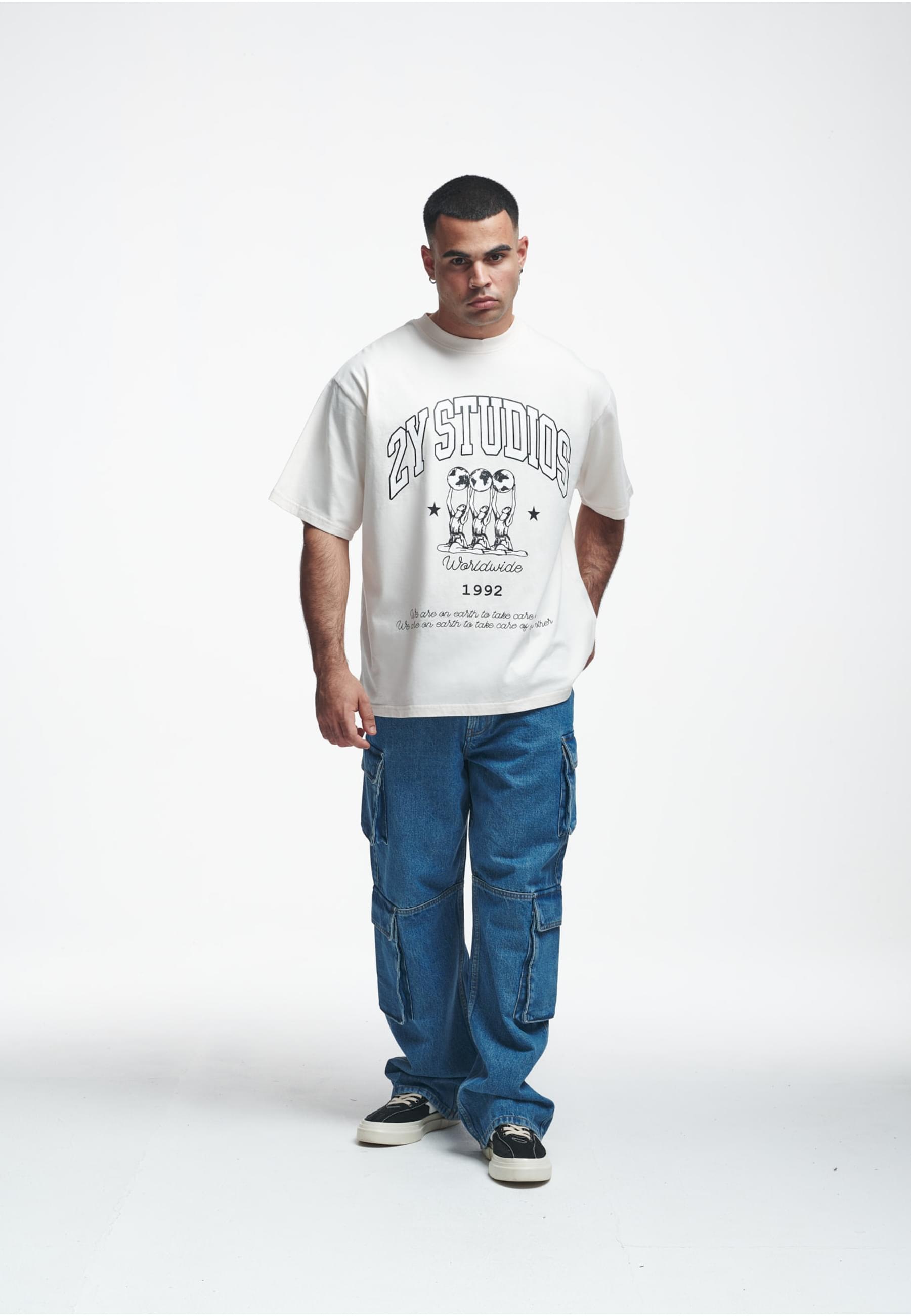 2Y Studios T-Shirt »2Y Studios Herren 2Y Globus Oversize Tee«, (1 tlg.)