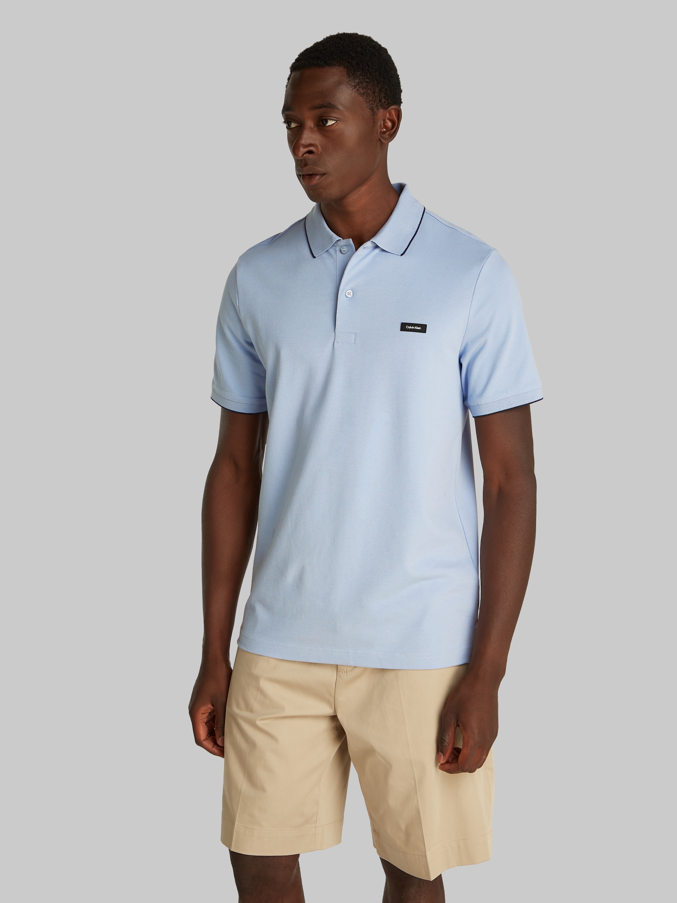 Calvin Klein "STRETCH PIQUE TIPPING POLO" mit Streifendetail am Kragen günstig online kaufen