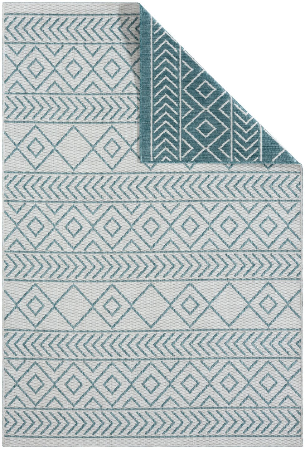Myflair Möbel & Accessoires Teppich »Liva Lagerräumung«, rechteckig, 8 mm Höhe, Wendeteppich, Rauten Motiv, Outdoor geeignet, Balkon, Terrasse