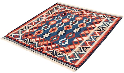 Wollteppich »Kelim - Oriental quadratisch - 103 x 100 cm - dunkelblau«, quadratisch