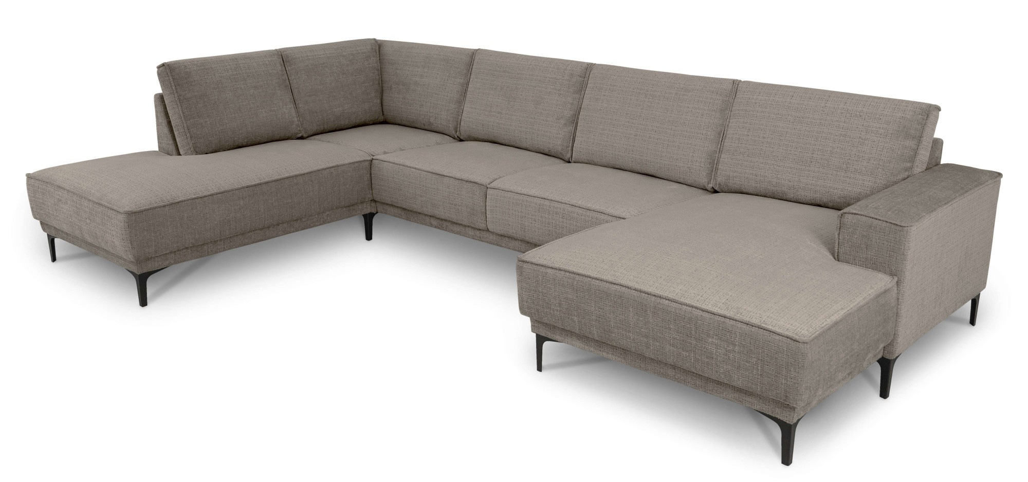 Places of Style Wohnlandschaft »XXL Sofa Oland, Struktur, Flachgewebe, Luxus-Microfaser, Boucle«, U-Form, 345 cm, Wellenunterfederung, Skandi-Design, Metallfüße