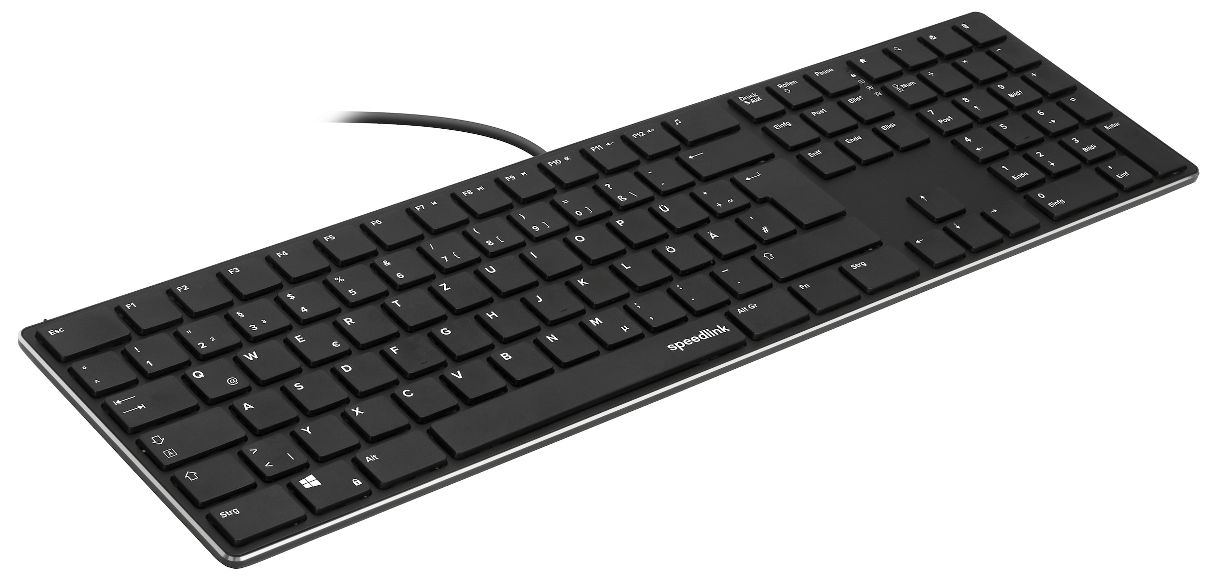 Speedlink Tastatur »RIVA Slim Metal Scissor Keyboard, SATEEN Ergonomic Wrist Rest«, inkl. Handgelenkauflage