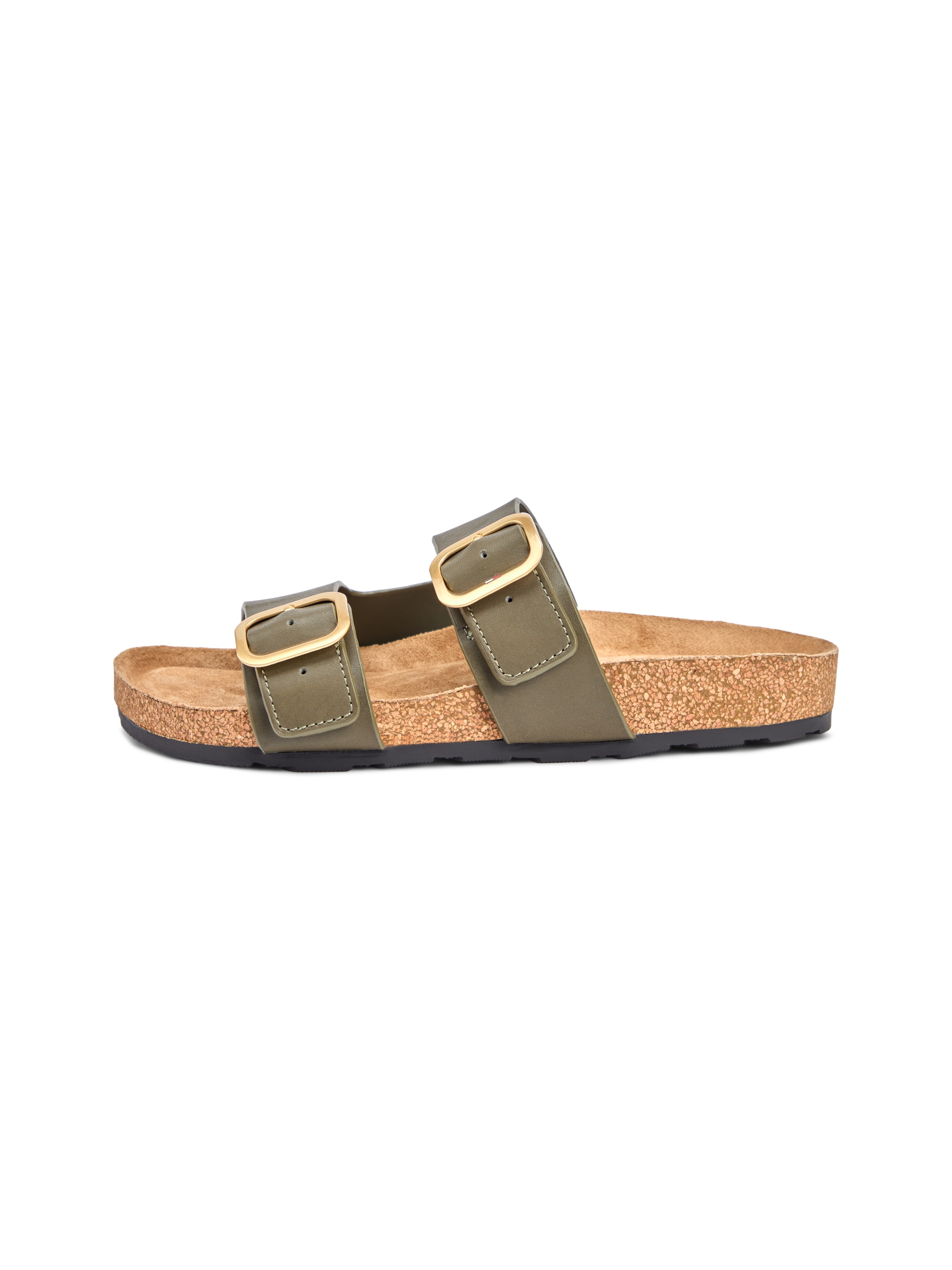 Tommy Hilfiger Pantolette »TH CLASSIC CORK SANDAL LEATHER«  Sommerschuh, Schlupfschuh, Flat mit Logoemblem