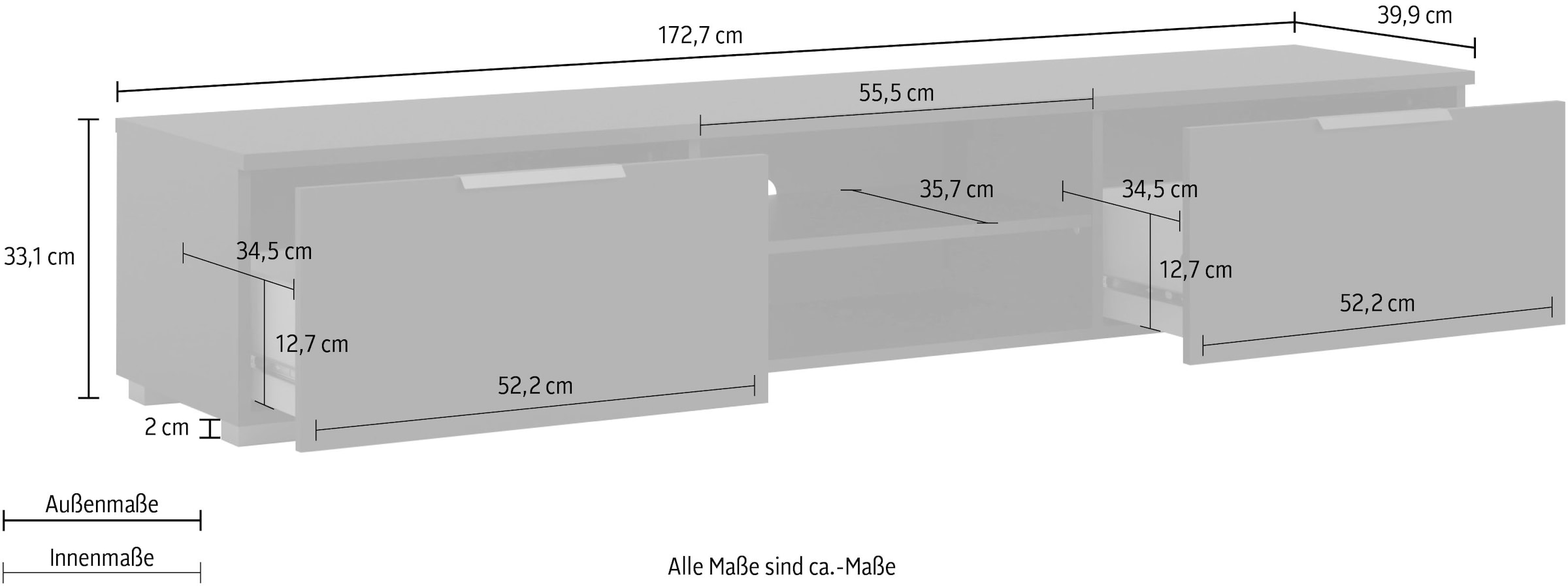 Home affaire TV-Board »Match«, pflegeleichte Oberfläche, in Farbvarianten, Breite 172,7 cm