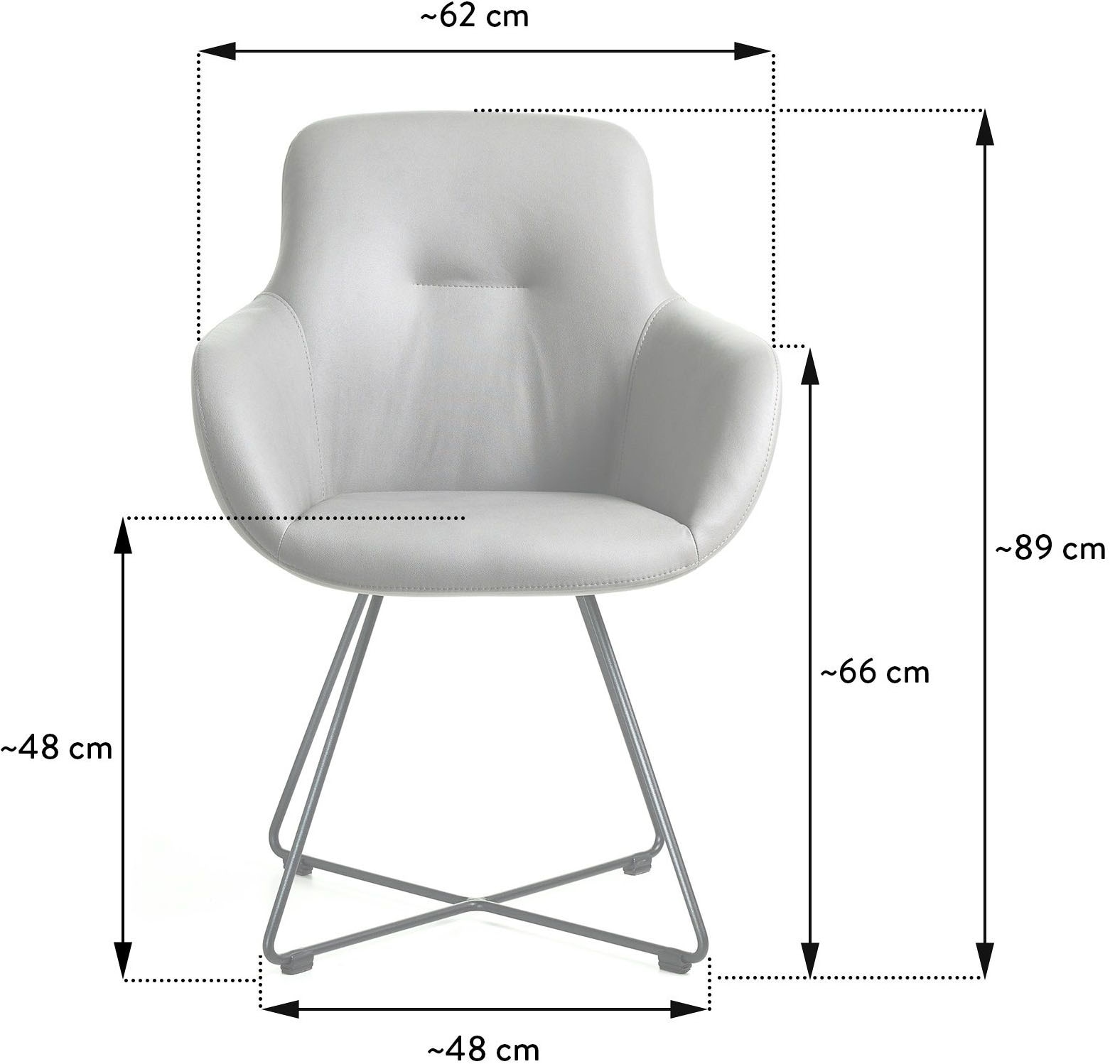 nobilia® Armlehnstuhl »CROSS-CHA - verschiedene Bezugsqualitäten wählbar« () 1 Stk.Sessel mit strukturgepulvertem Kreuzkufengestell