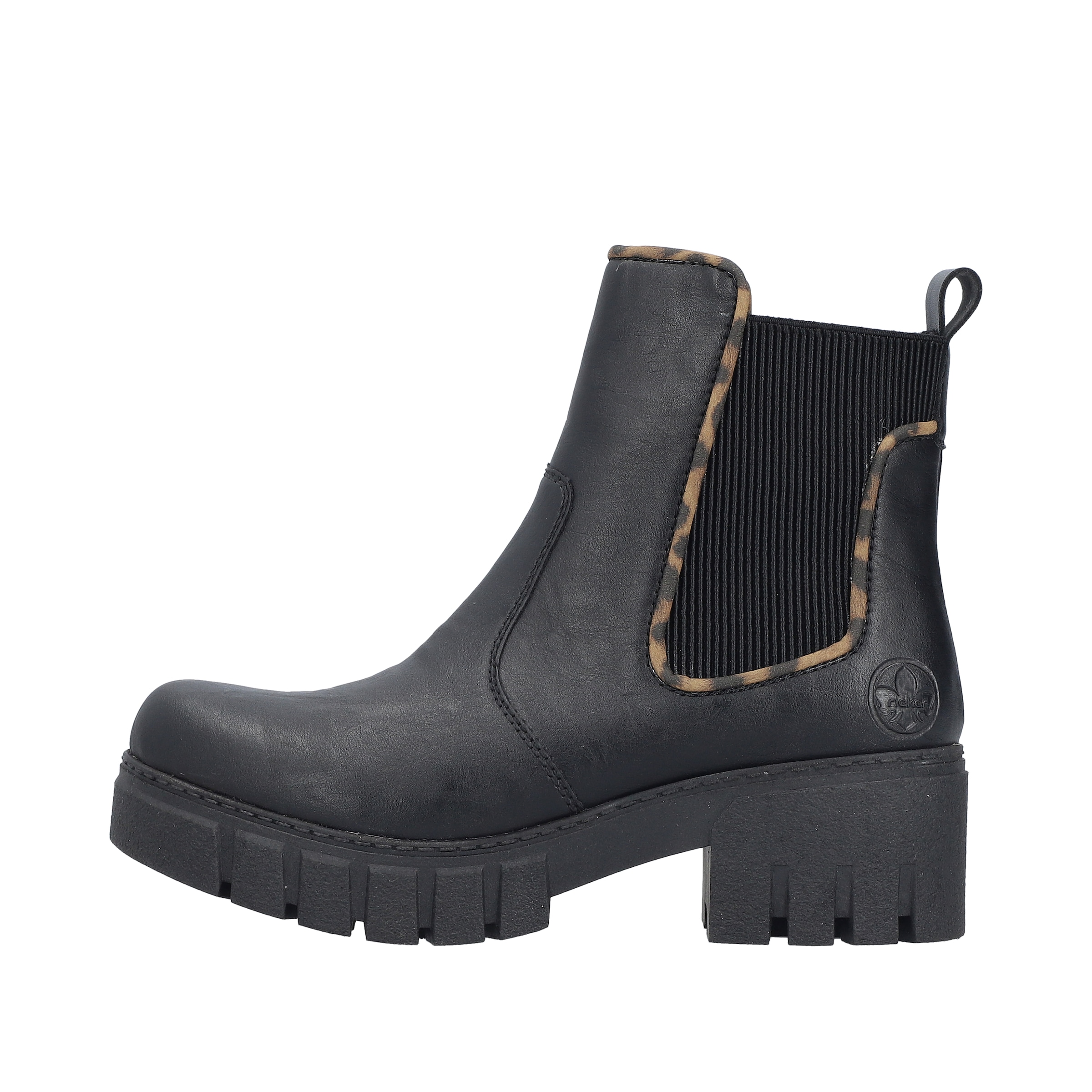 Rieker Chelseaboots  Stiefelette mit dekorativer Einfassung in Leo-Optik