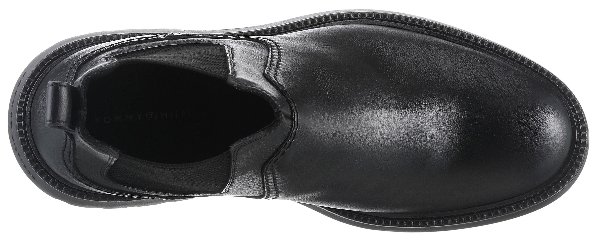 Tommy Hilfiger Chelseaboots »HILFIGER COMFORT LWT LTH CHELSEA«, Blockabsatz, Businessschuh, Stiefelette, Schlupfschuh mit Ziernähten