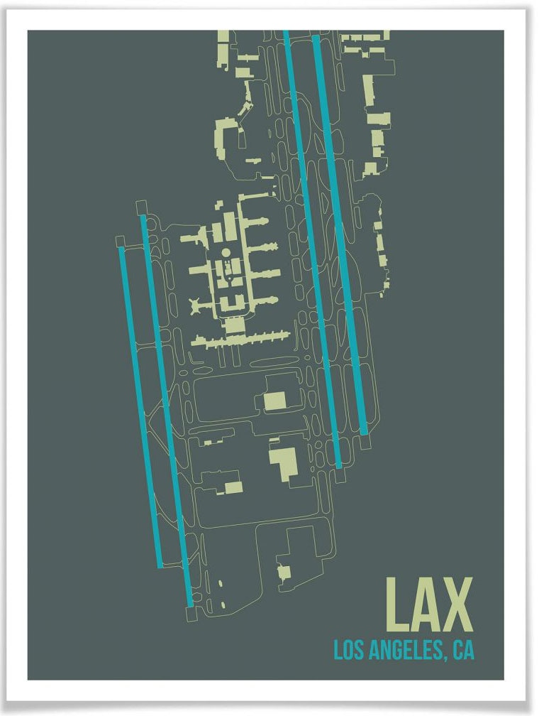 Wall-Art Poster »Wandbild LAX Grundriss Los Angeles«, Grundriss, (1 St.),  Poster, Wandbild, Bild, Wandposter bestellen | BAUR