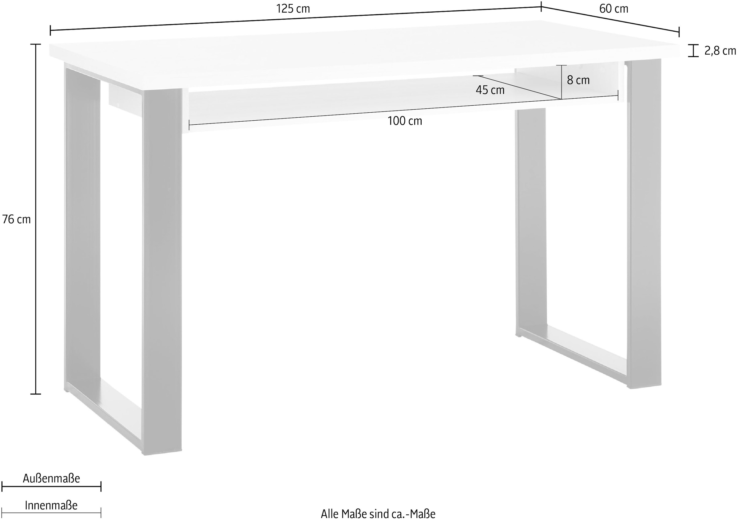 Home affaire Schreibtisch »SHERWOOD«, Computertisch im Industrie-Design, Breite 125 cm