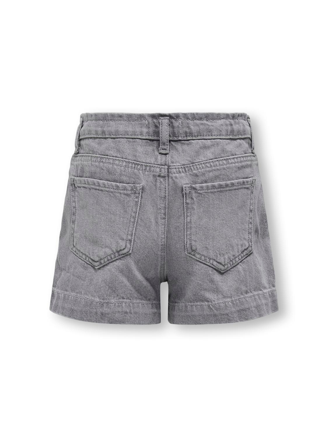 Jeansshorts KIDS ONLY "KOGCOMET WIDE SHORTS DNM MAT624 NOOS", Mädchen, Gr. 140, N-Gr, blau (medium grau denim), Web, Obermaterial: 100% Baumwolle, unifarben, regular fit ca. Mitte Oberschenkel, Jeans Jeansshorts 4