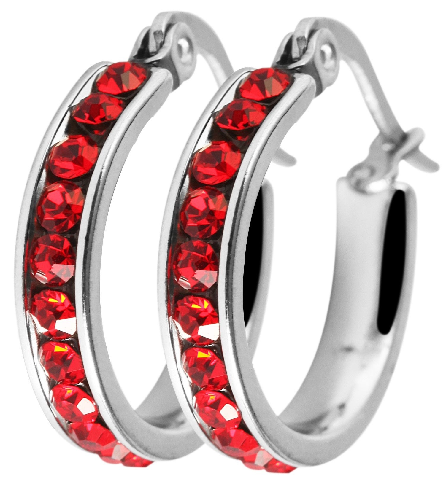 Adelia´s Paar Creolen »Ohrringe – Creole aus Edelstahl mit Strass Steinchen« Zum Verschenken – ideal zum Valentinstag