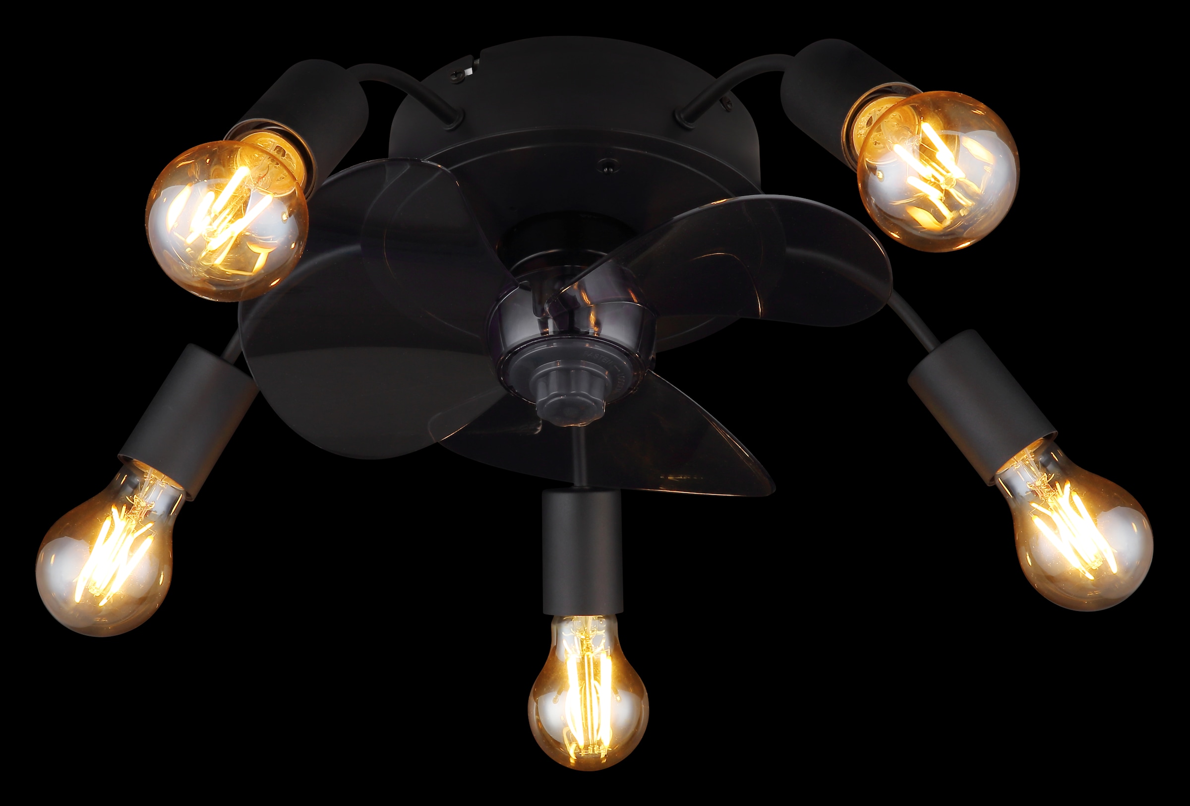 GLOBO LIGHTING Deckenleuchte »ALISHA«, Leuchtmittel E27 | ohne Leuchtmittel, Ventilator / Wohnbereich / Schlafzimmer / rund / schwarz / 3 Flügel