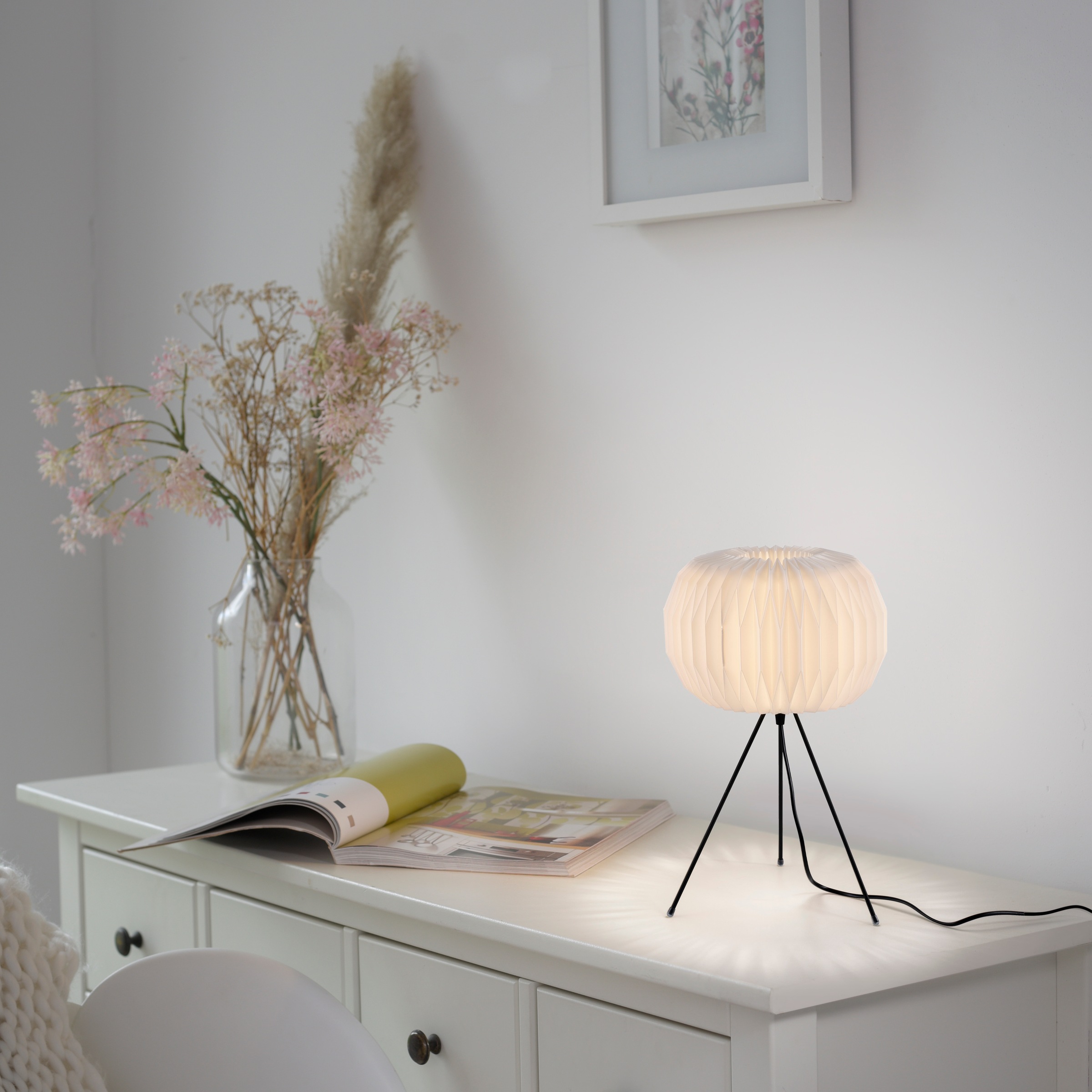 JUST LIGHT Tischleuchte »PAPEL«, 1 flammig, Leuchtmittel E14 | ohne Leuchtmittel, ExklusiveE14, Schalter, Schnurschalter