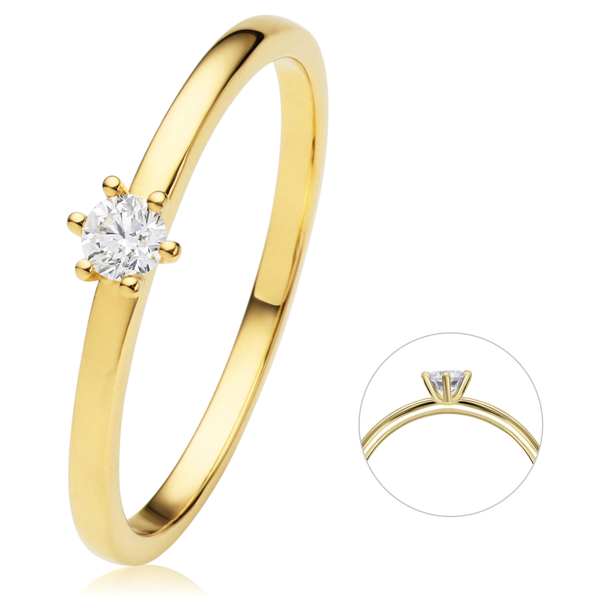 ONE ELEMENT Diamantring »0.1 ct Diamant Brillant Ring aus 750 Gelbgold«, Damen Gold Schmuck