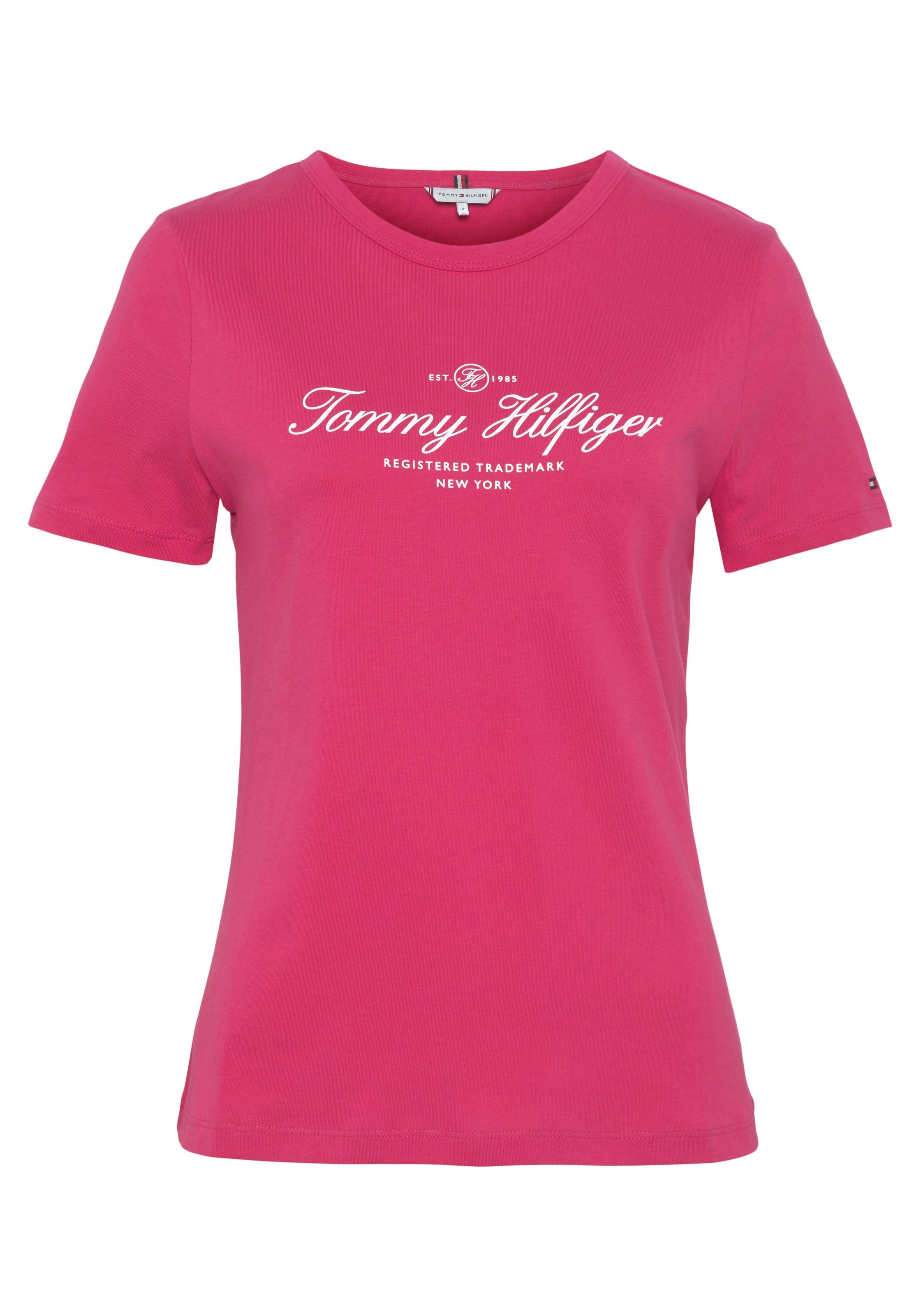 Tommy Hilfiger Rundhalsshirt SLV«, SIGNATURE mit Signature »SLIM BAUR Tommy NK Logo-Schriftzug 1/2 C bestellen für Hilfiger 