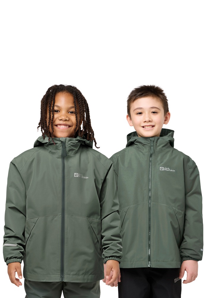 Jack Wolfskin 3-in-1-Funktionsjacke "ICELAND 3IN1 JACKET K" mit Kapuze mit Kapuze, wasserdicht, winddicht