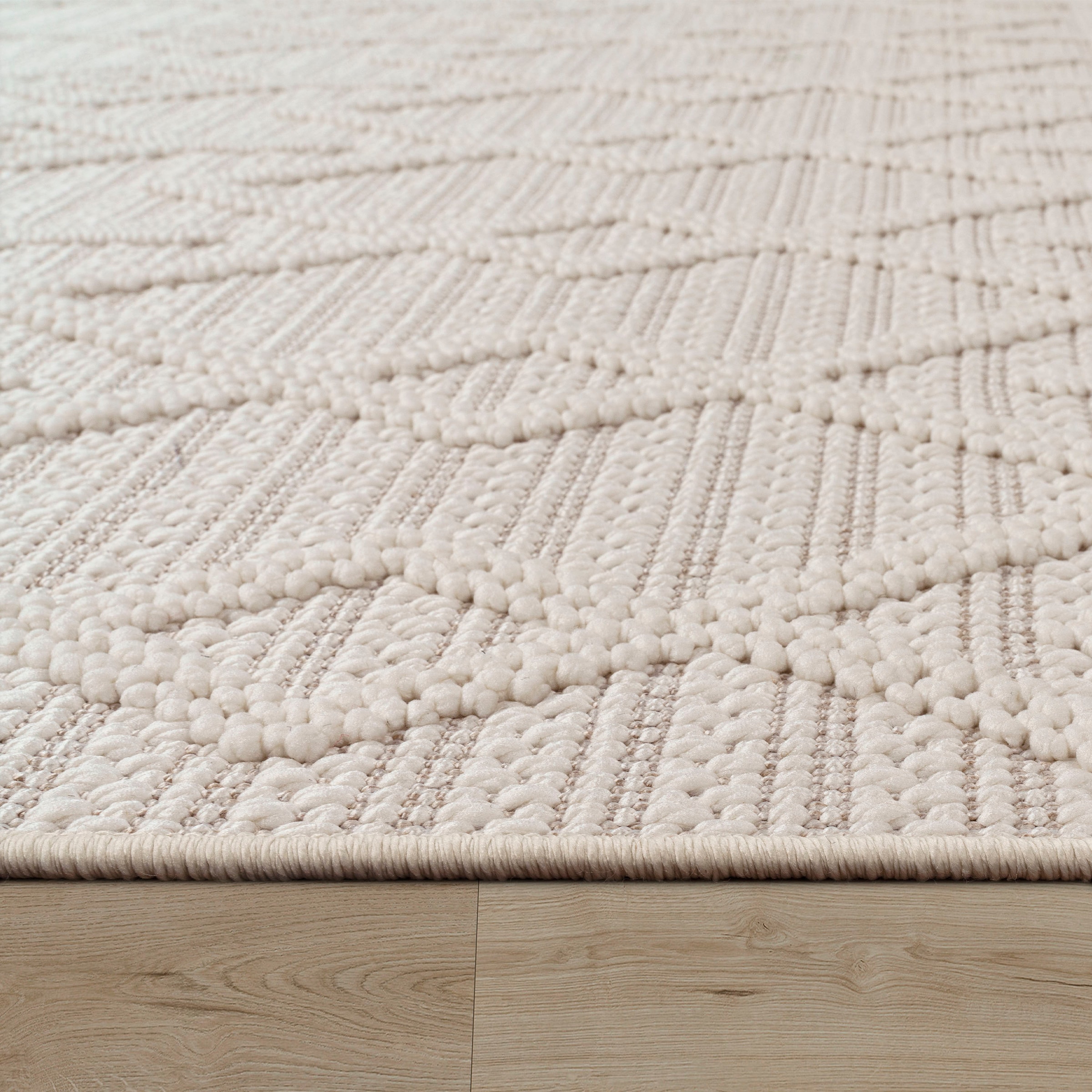 Paco Home Teppich »Buckman 467«, rechteckig, 11 mm Höhe, Kurzflor, Uni Farben, Hoch-Tief Effekt, Rauten, mit Fransen