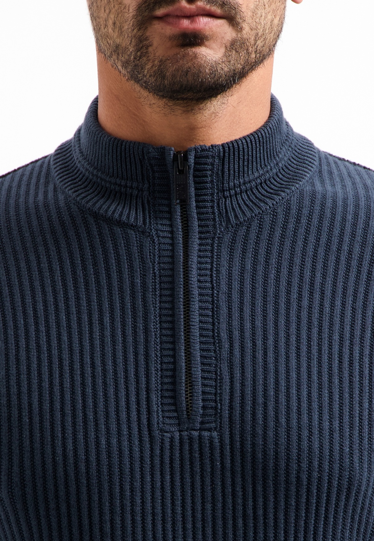 NO EXCESS Stehkragenpullover »No Excess Schwerer gerippter Strickpullover«