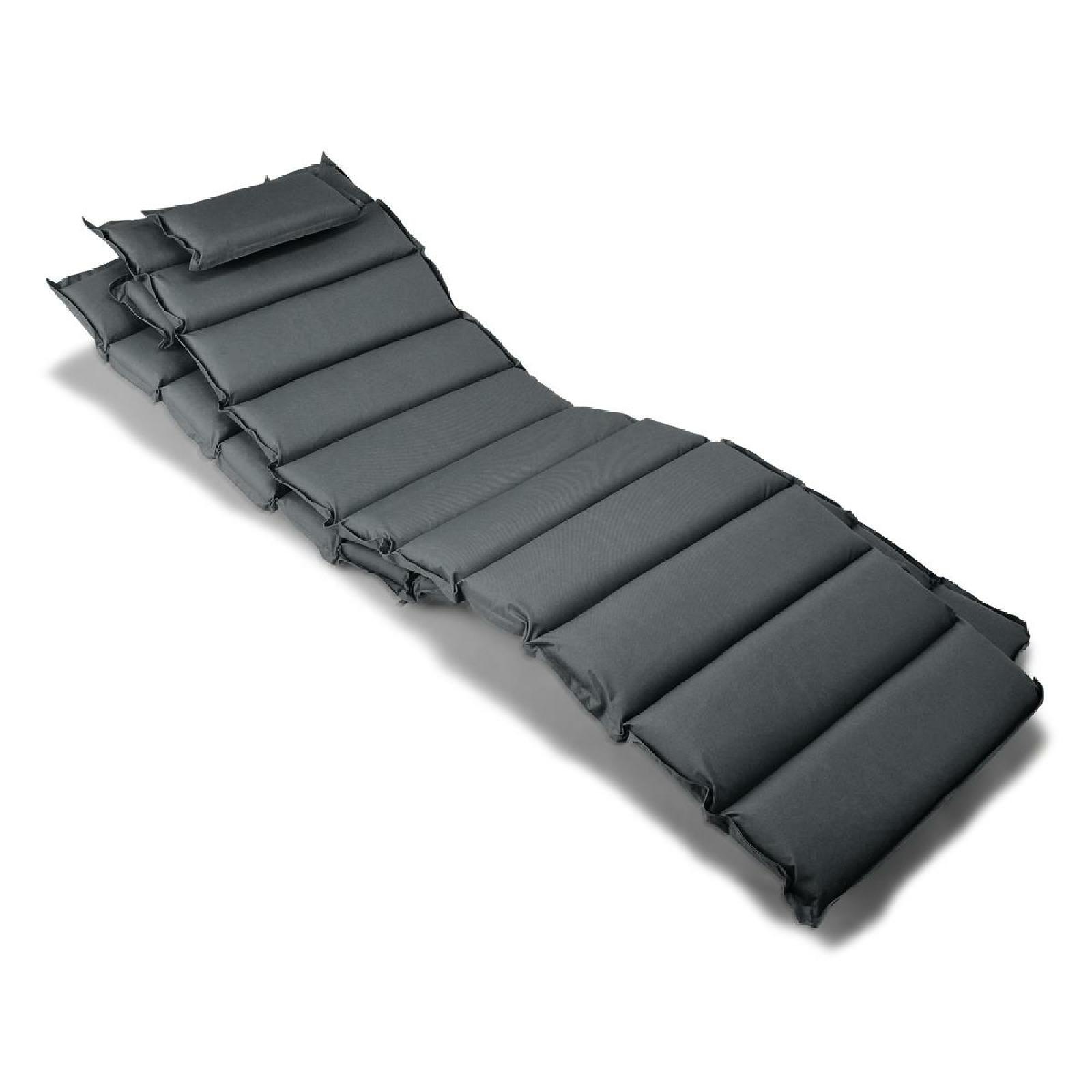 Gartenliege VCM "2x Auflage Sonnenliege Kopfkissen in Anthrazit", grau (schwarz), Obermaterial: 100% Textilmaterial TEXMAT., Gartenliegen, Gartenliege